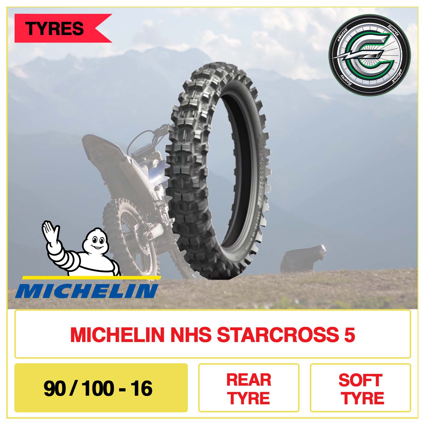 Michelin NHS Starcross 5 Tyre With A Motorcycle In The Background | eMotoX Sports