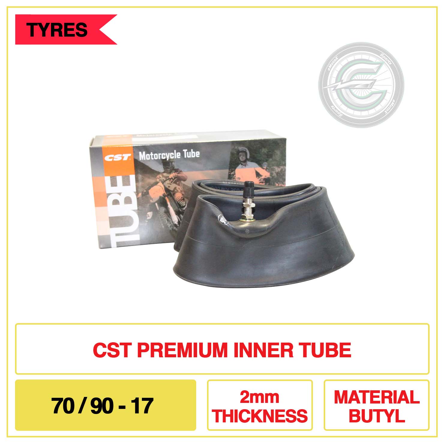CST premium Inner Tube 70/90-17 2mm Thickness Material Butyl | eMotoX Sports