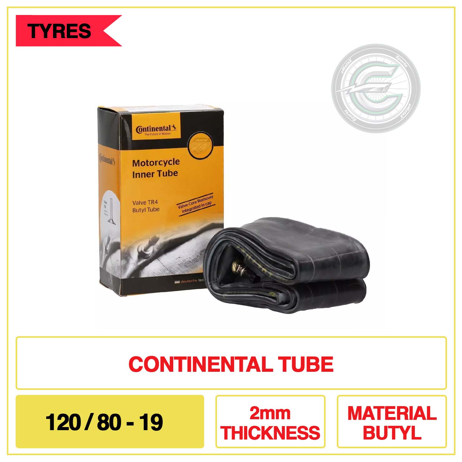 Continental Tube 120/80-19 2mm Thickness Material Butyl | eMotoX Sports