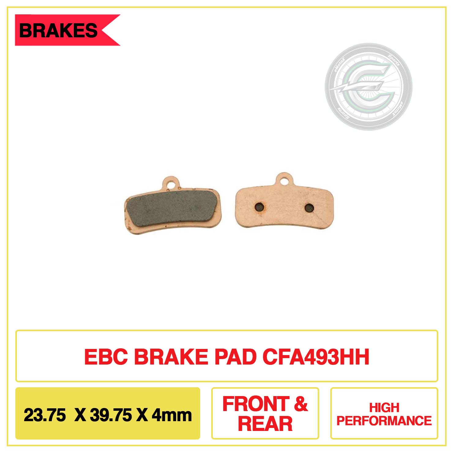 EBC Brake Pad CFA493HH 23.75X39.75X4mm Front & Rear High Performance | eMotoX Sports