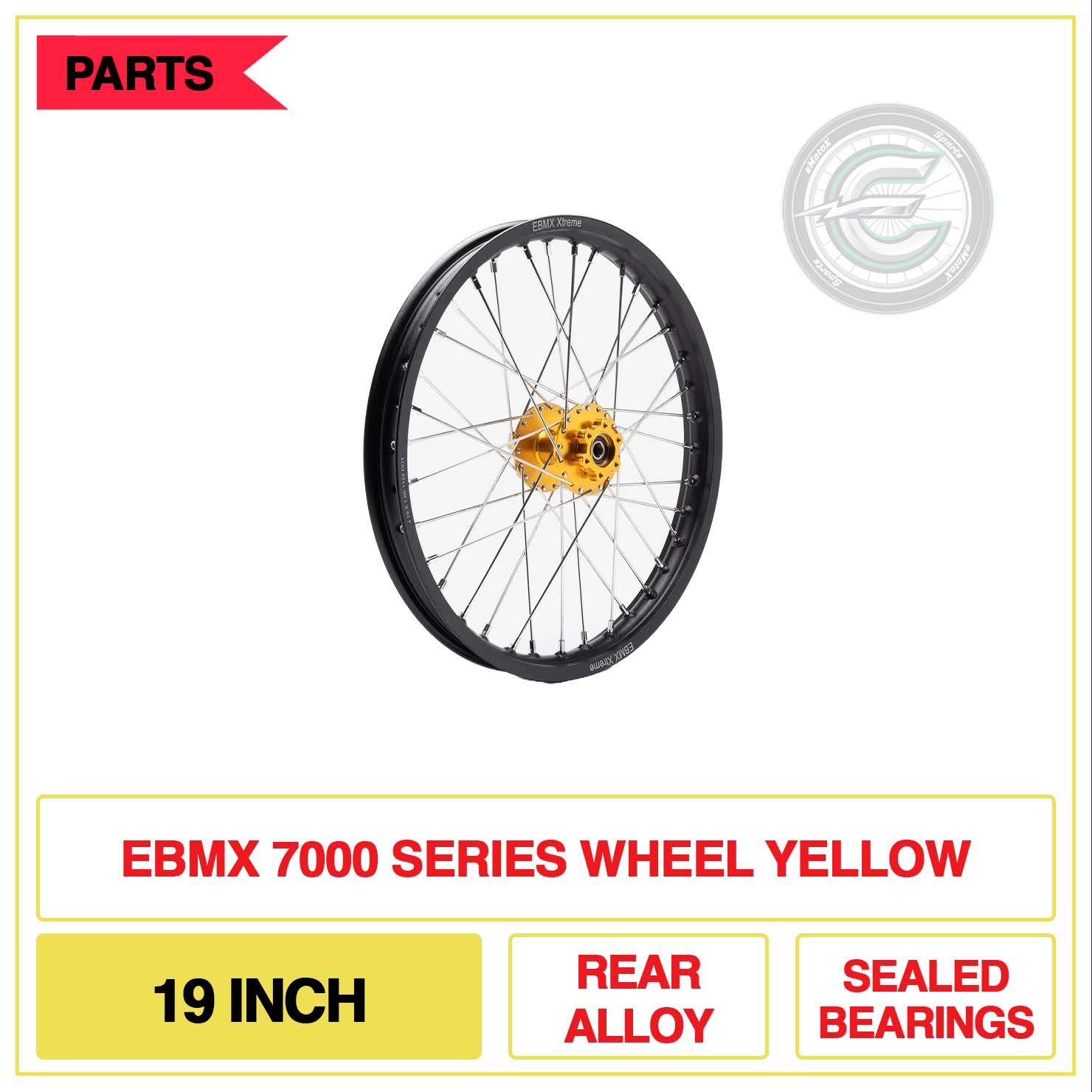 EBMX 7000 Series Wheel 19 Inch Rear Alloy Sealed Bearings Gold | eMotoX Sports