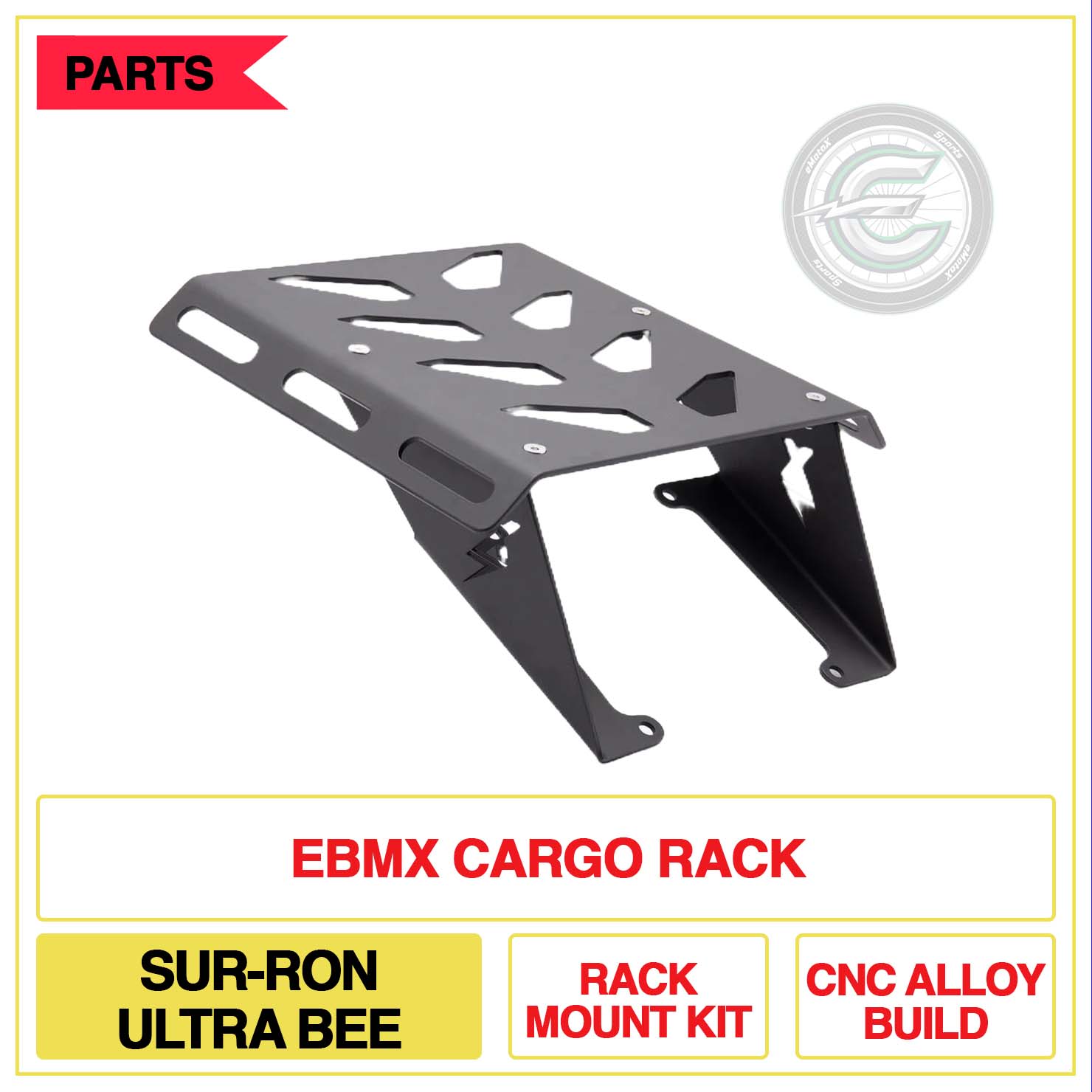 EBMX Cargo Rack Sur-Ron Ultra Bee Rack Mount Kit CNC Alloy Build | eMotoX Sports