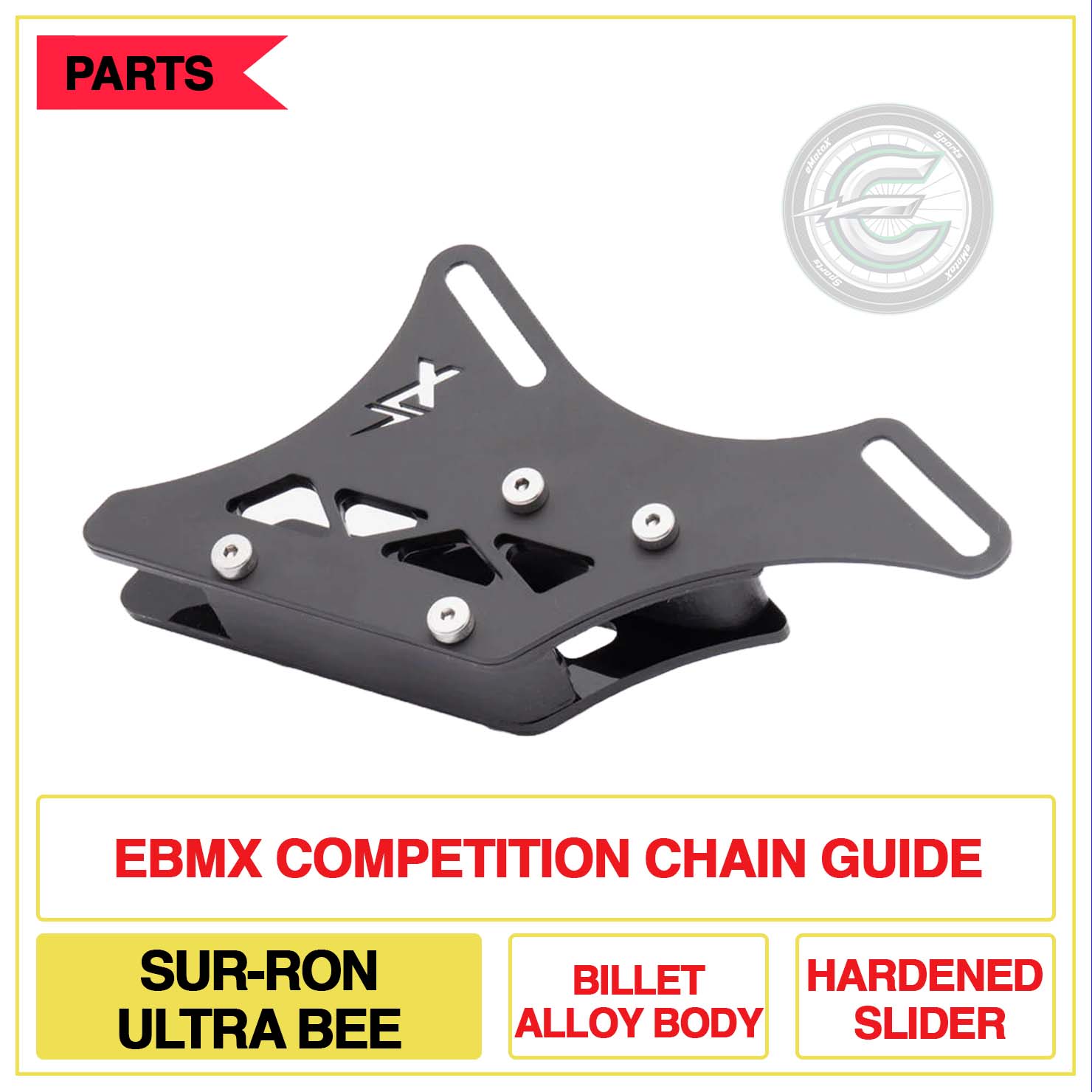 EBMX Competition Chain Guide Sur-Ron Ultra Bee Billet Alloy Body Hardened Slider | eMotoX Sports