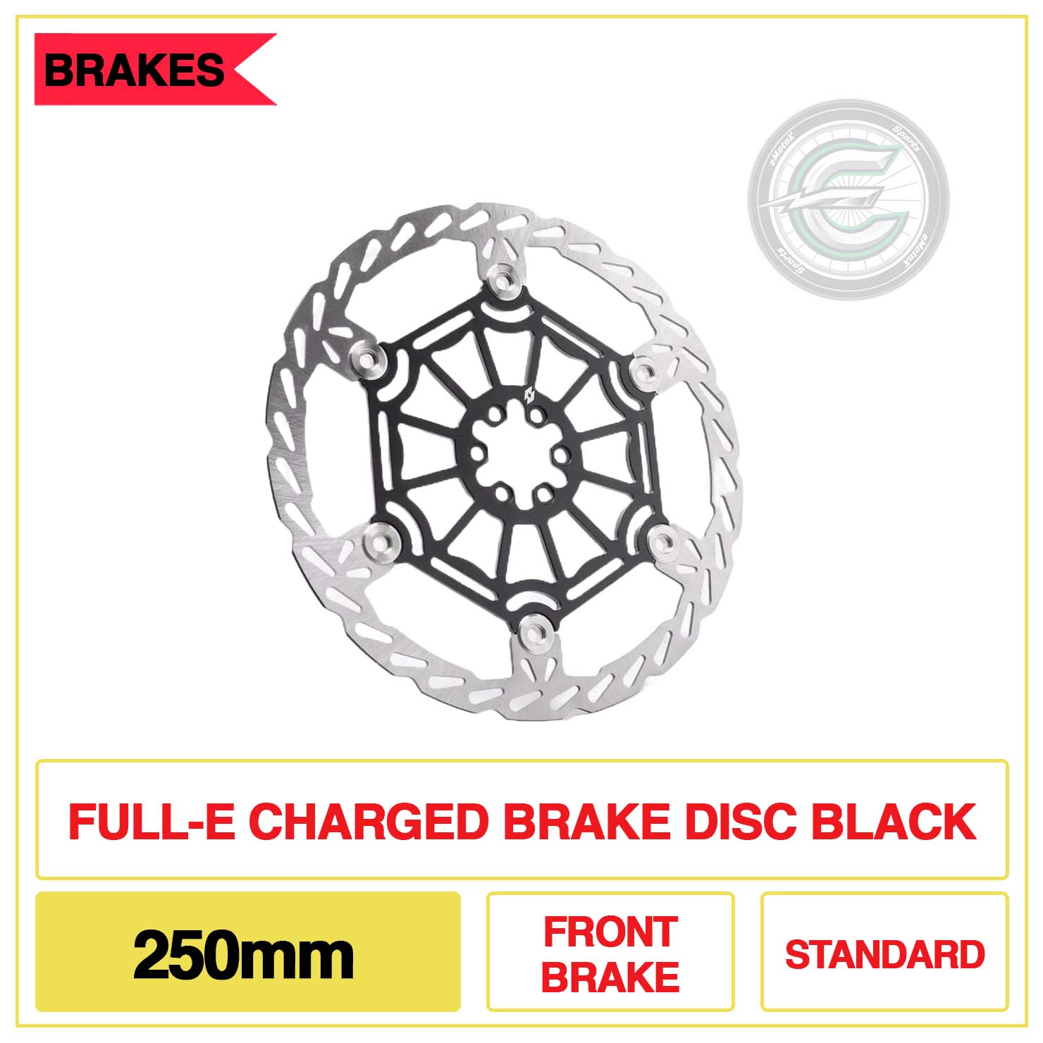 Full-E Charged Brake Disc Front 250mm Standard Black | eMotoX Sports