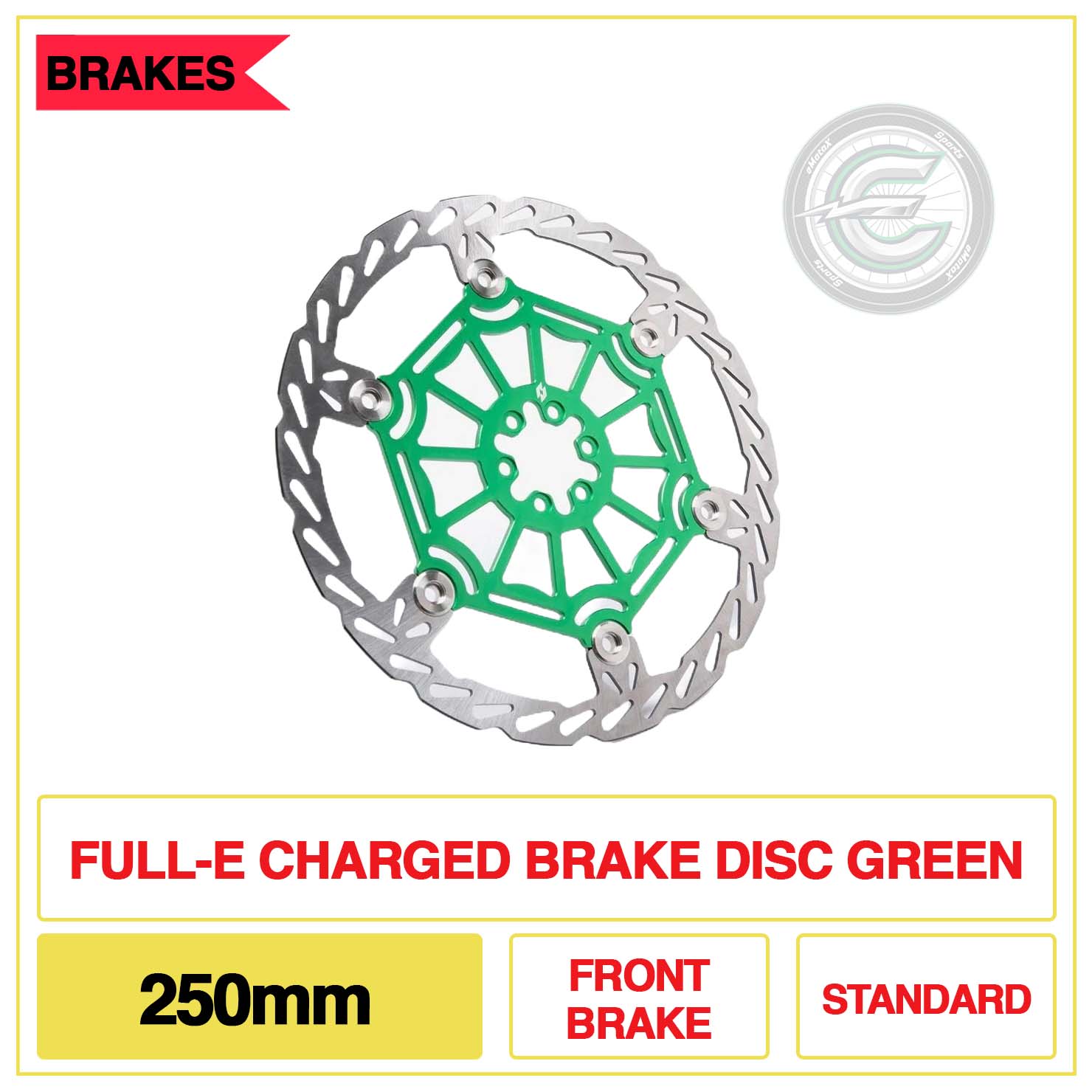 Full-E Charged Brake Disc Front 250mm Standard Green | eMotoX Sports