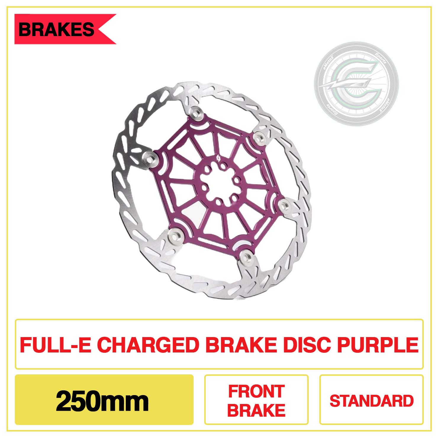 Full-E Charged Brake Disc Front 250mm Standard Purple | eMotoX Sports