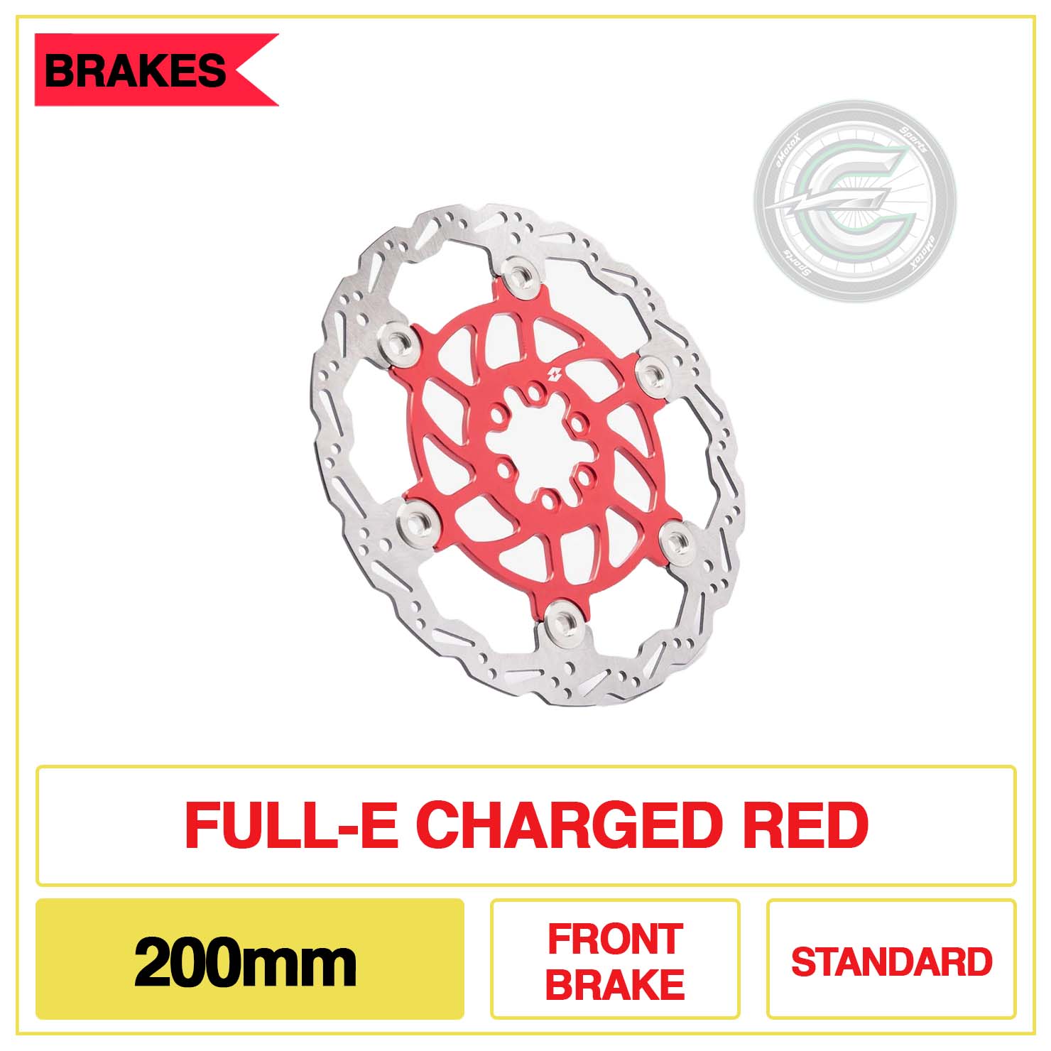 Full-E Charged 200m Front Brake Standard Red | eMotoX Sports