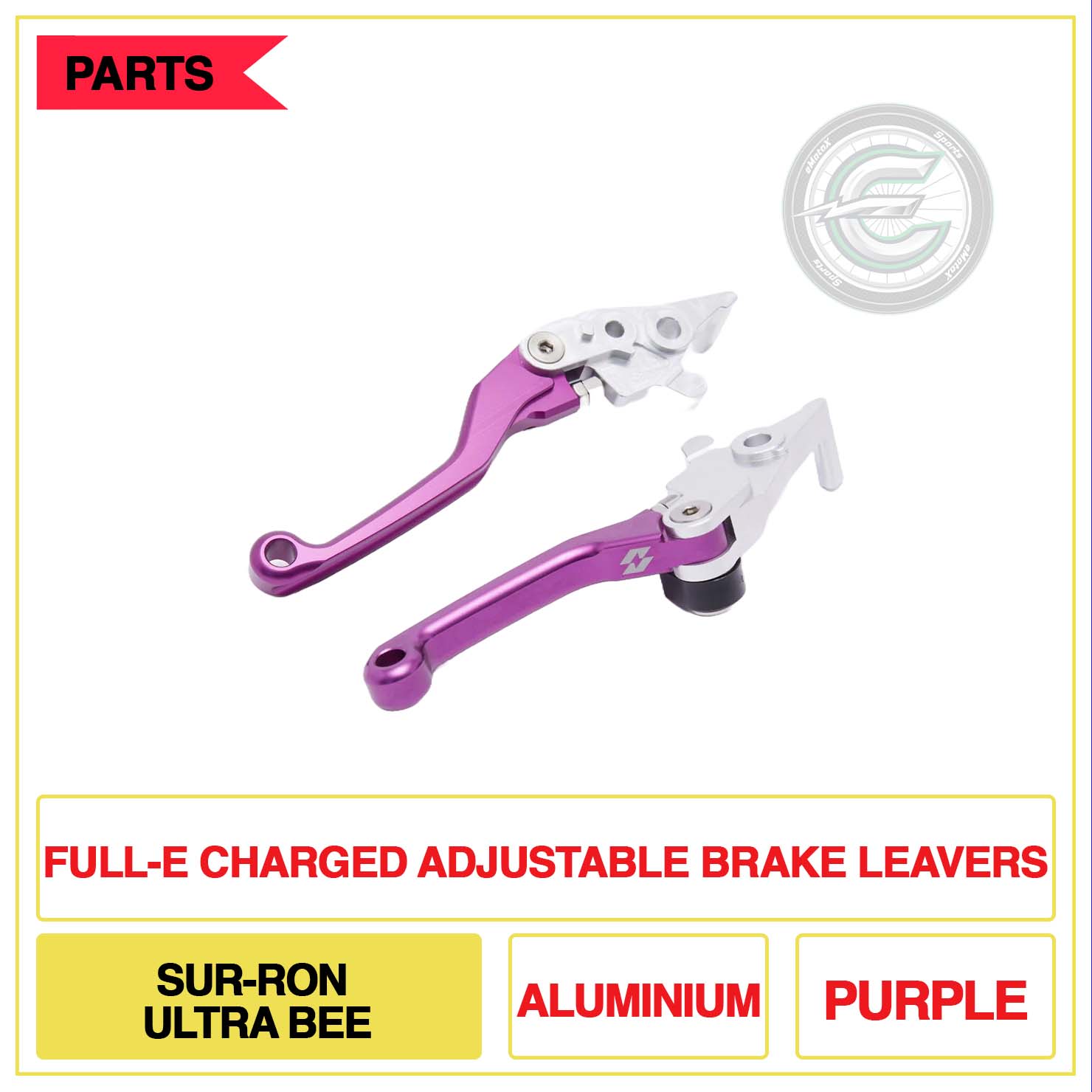 Full-E Charged Adjustable Brake Leavers Sur-Ron Ultra Bee Purple | eMotoX Sports