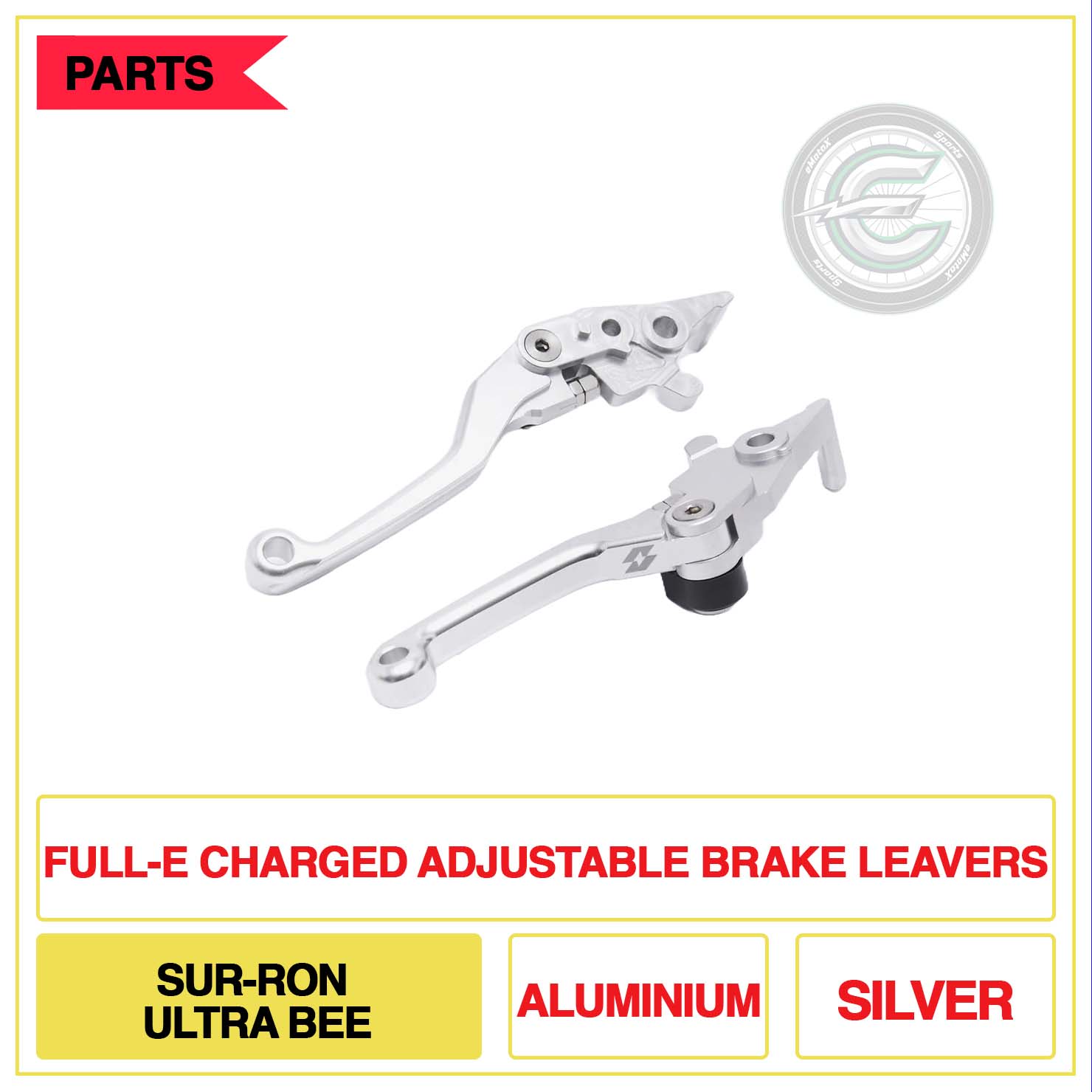 Full-E Charged Adjustable Brake Leavers Sur-Ron Ultra Bee Silver | eMotoX Sports