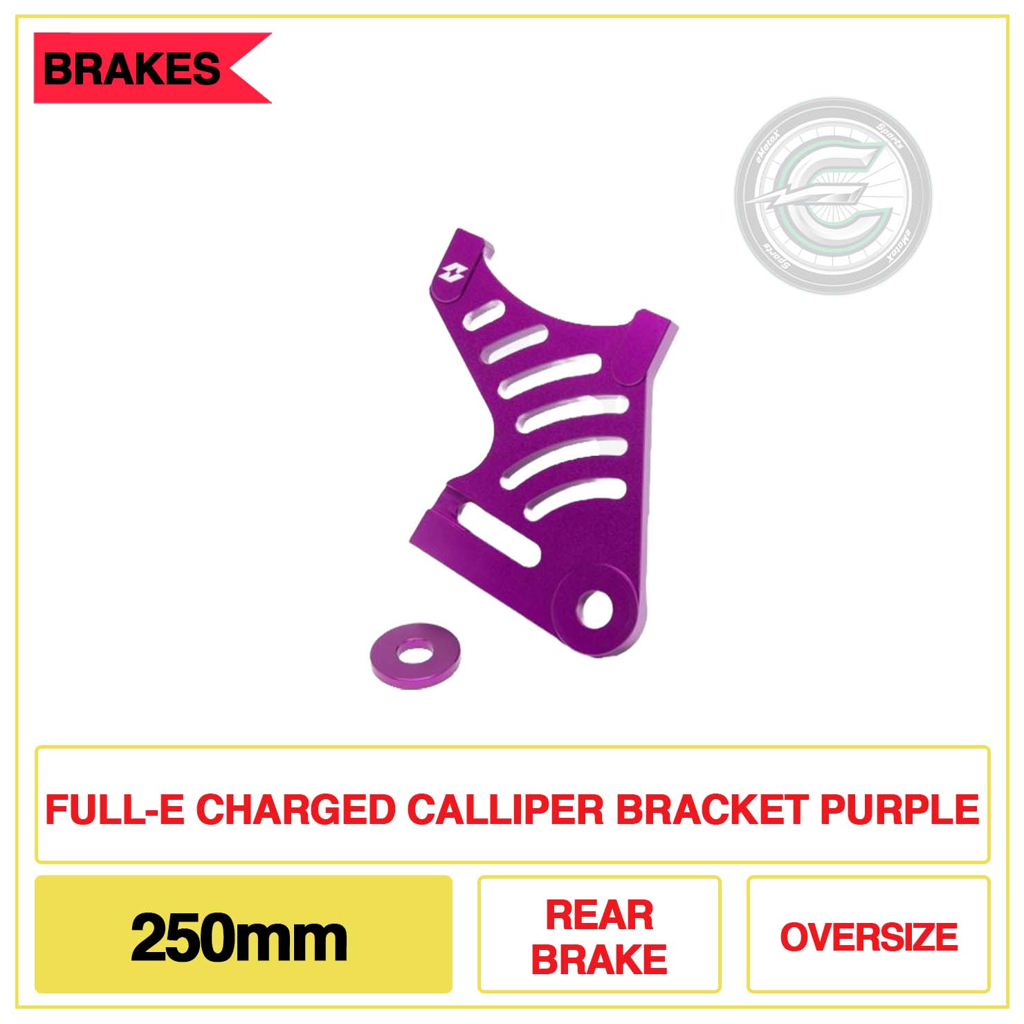 Full-E Charged Calliper Bracket 250mm Rear Brake Oversize Purple | eMotoX Sports