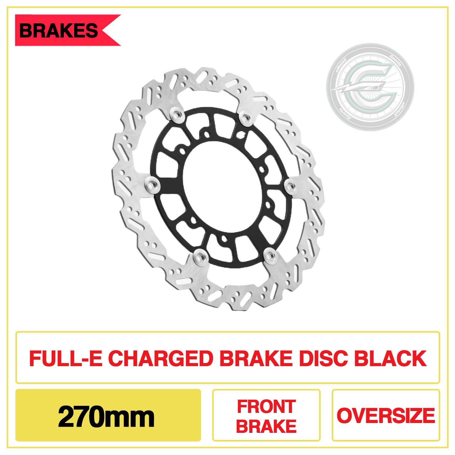 Full-E Charged Brake Disc 270mm Front Brake Oversize Black | eMotoX Sports.