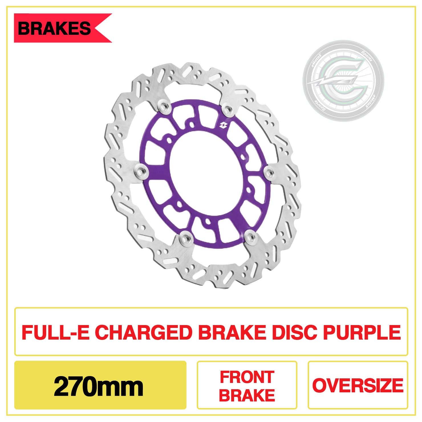Full-E Charged Brake Disc 270mm Front Brake Oversize Purple | eMotoX Sports