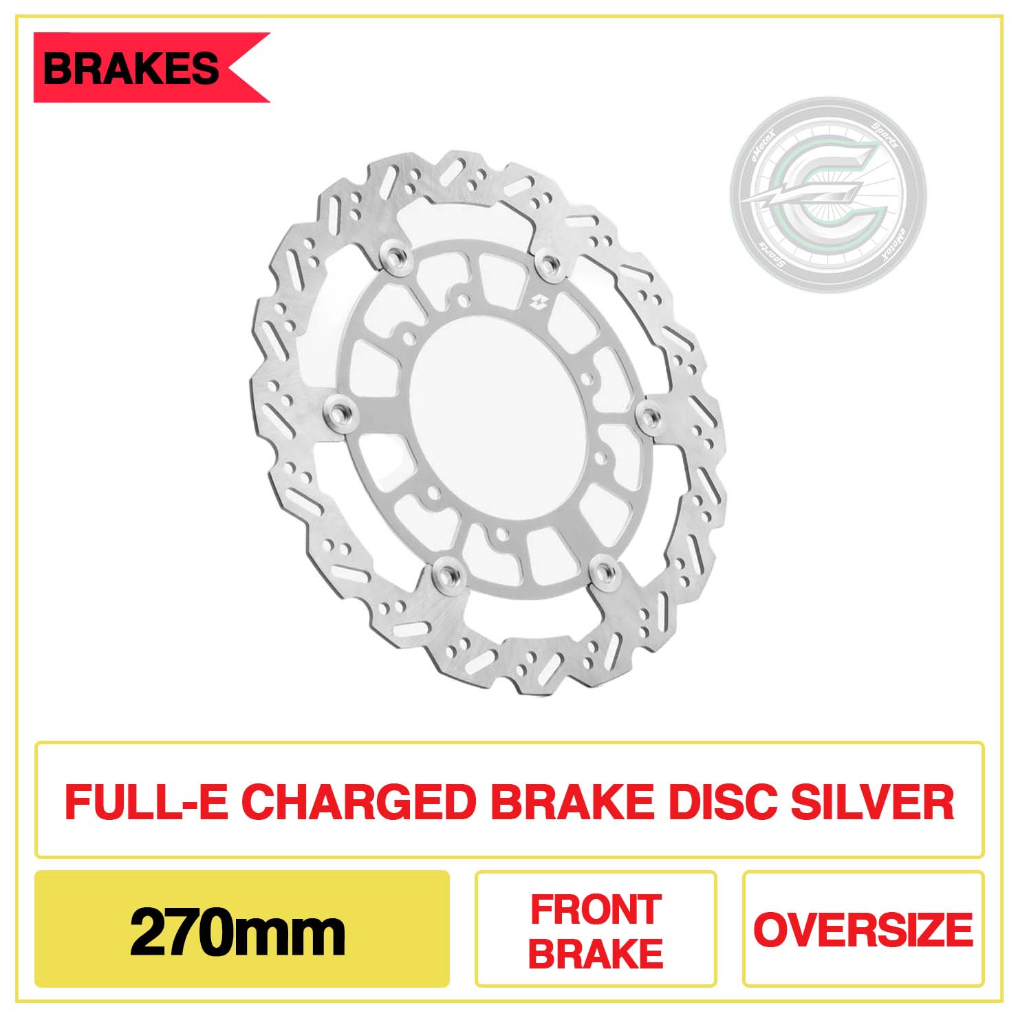 Full-E Charged Brake Disc 270mm Front Brake Oversize Silver | eMotoX Sports