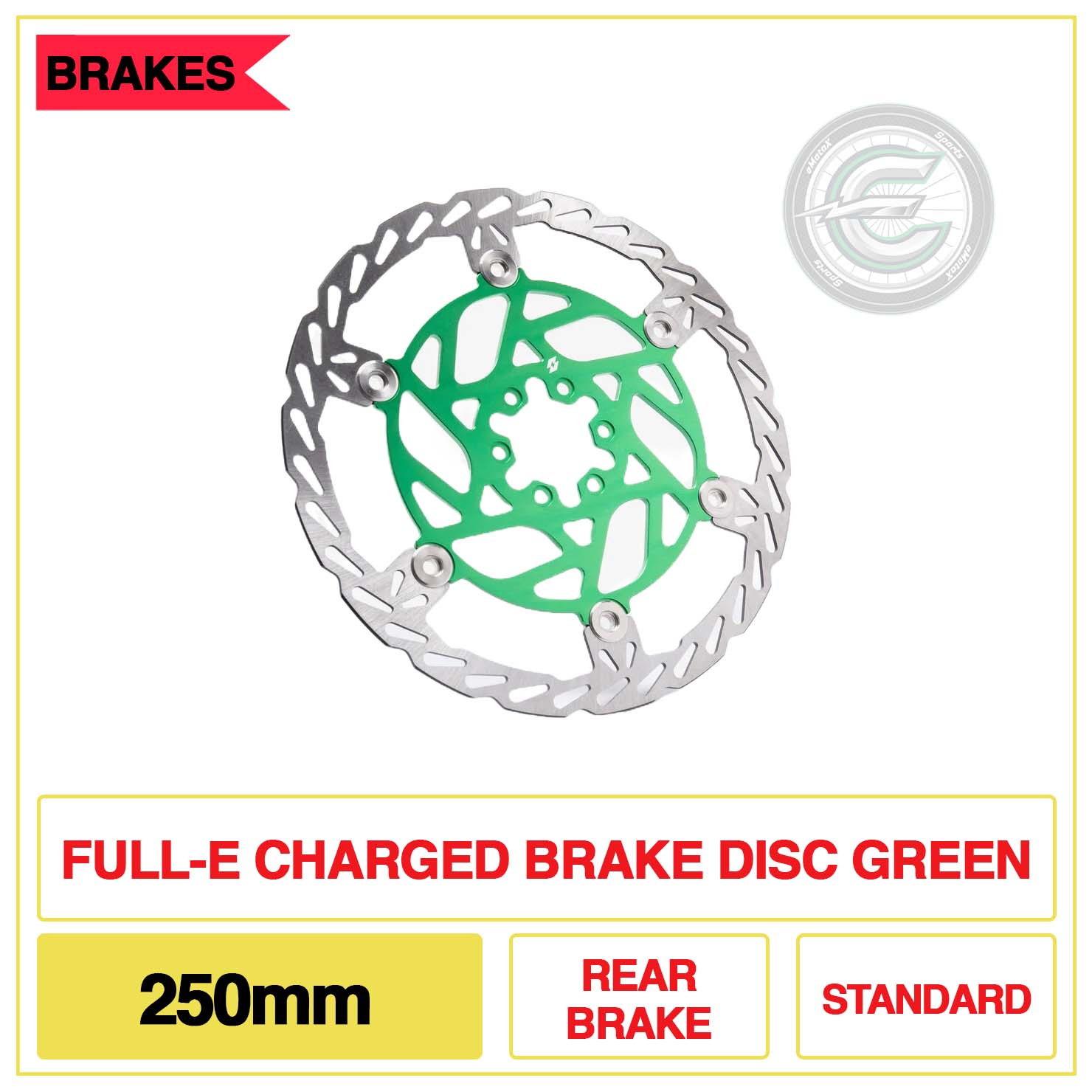 Full-E Charged Brake Disc 250mm Rear Brake Standard Green | eMotoX Sports