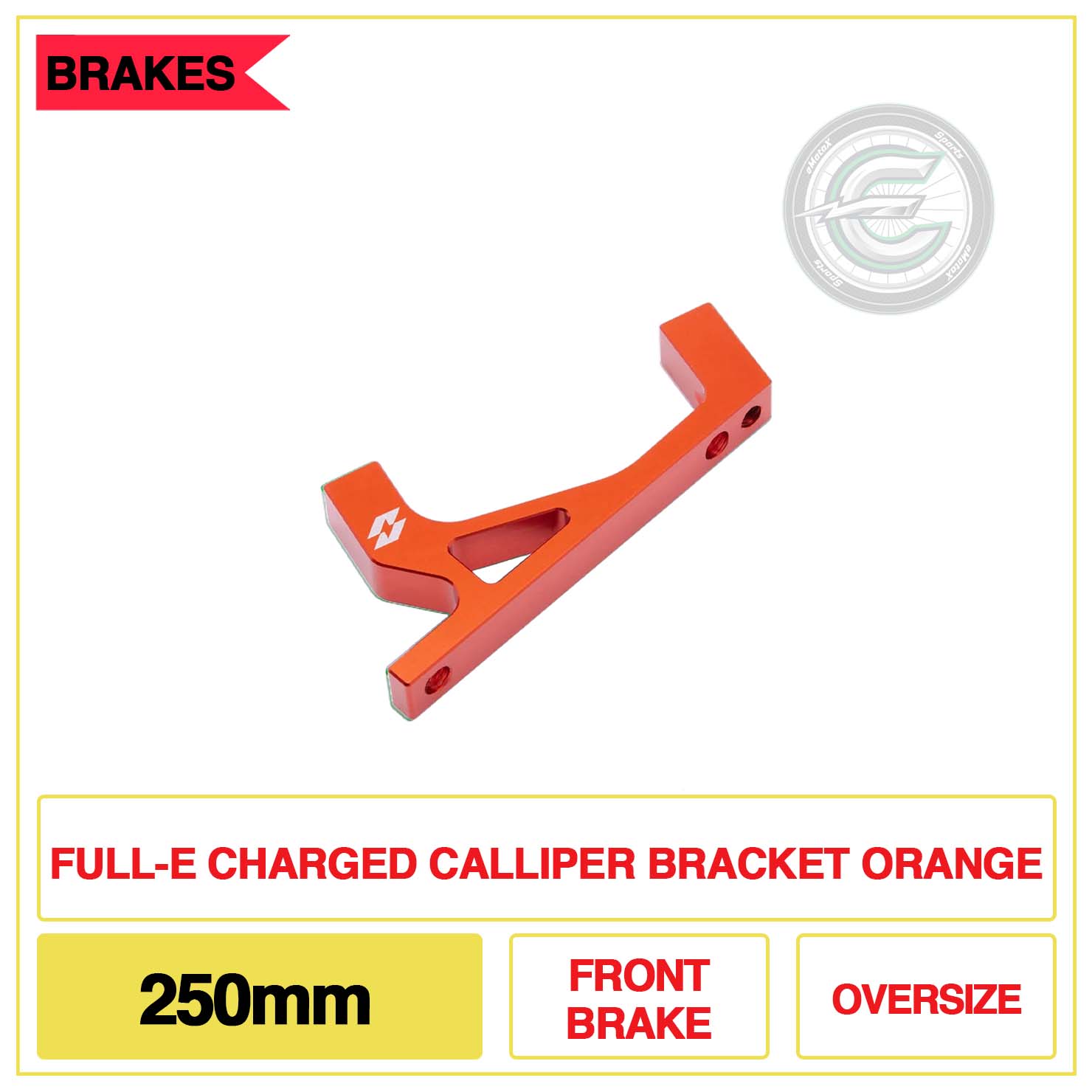 Full-E Charged KKE Fastace Calliper Bracket 250mm Front Brake Oversize Orange | eMotoX Sports