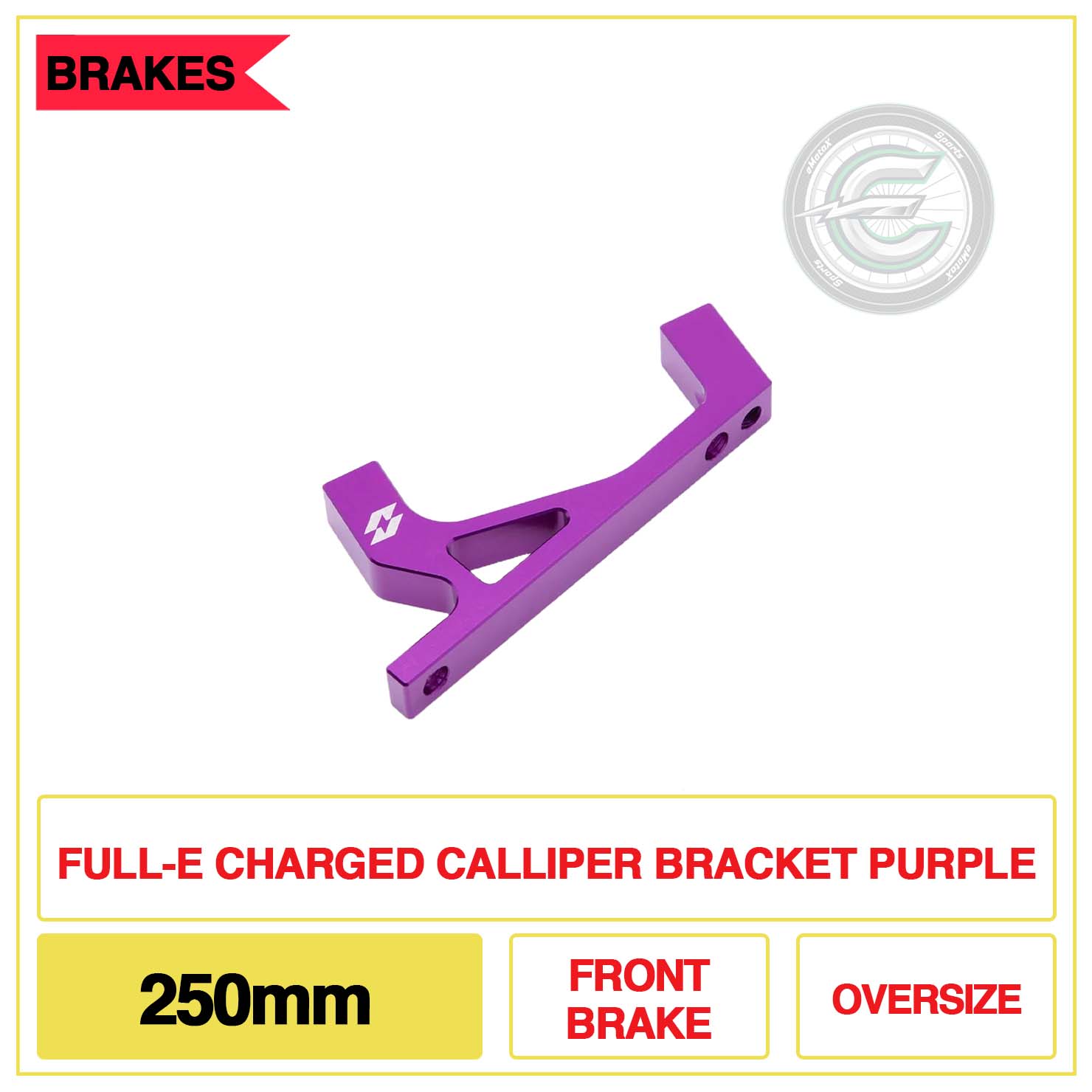 Full-E Charged KKE Fastace Calliper Bracket 250mm Front Brake Oversize Purple | eMotoX Sports