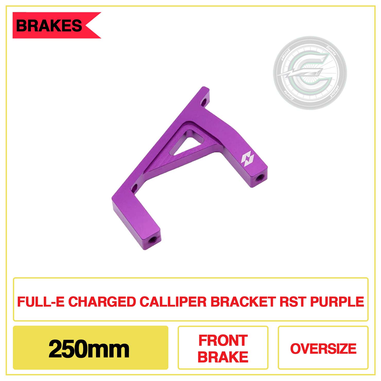 Full-E Charged Calliper Bracket RST 250mm Front Brake Oversize Purple | eMotoX Sports