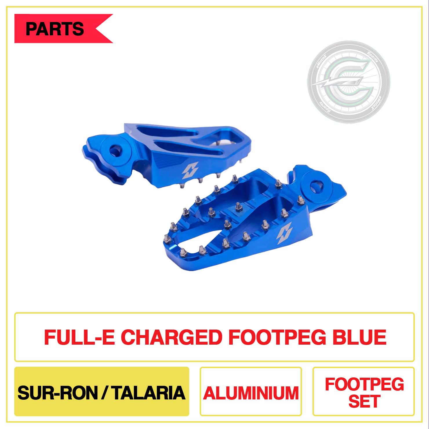 Full-E Charged Footpeg Sur-Ron/Talaria Aluminium Footpeg Set Blue | eMotoX Sports