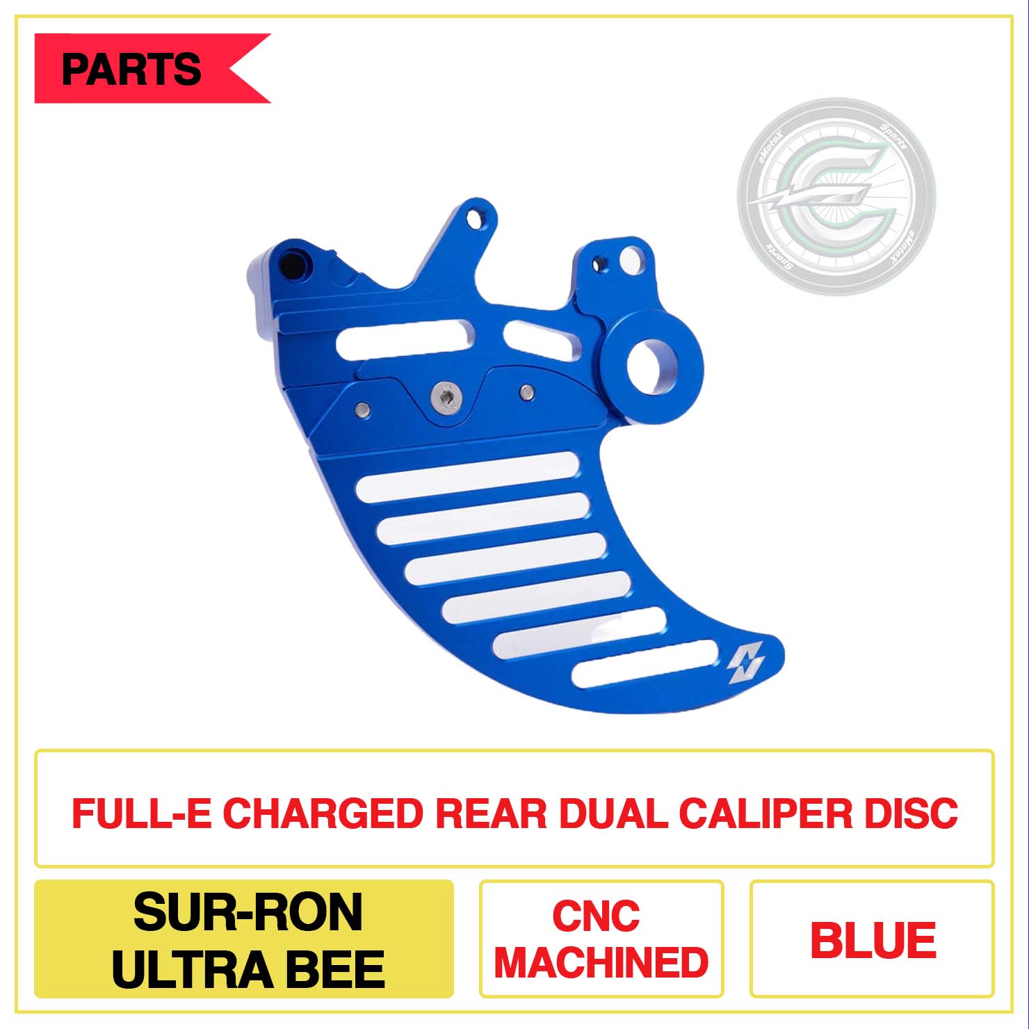 Full-E Charged Rear Dual Caliper Disc Sur-Ron Ultra Bee CNC Machined Multi Colour Blue | eMotoX Sports