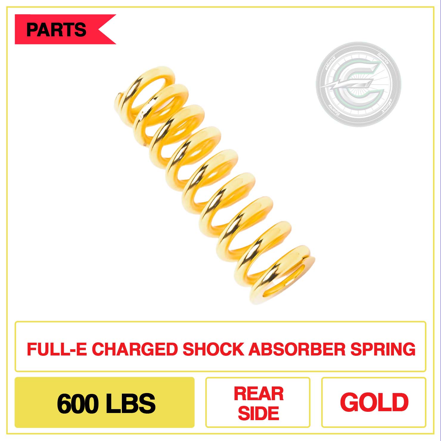 Full-E Charged Shock Absorber Spring 600lbs Rear Side Multi Colour Gold | eMotoX Sports
