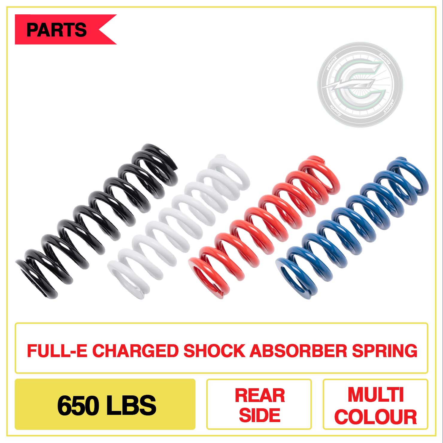 Full-E Charged Shock Absorber Spring 650lbs Rear Side Multi Colour | eMotoX Sports