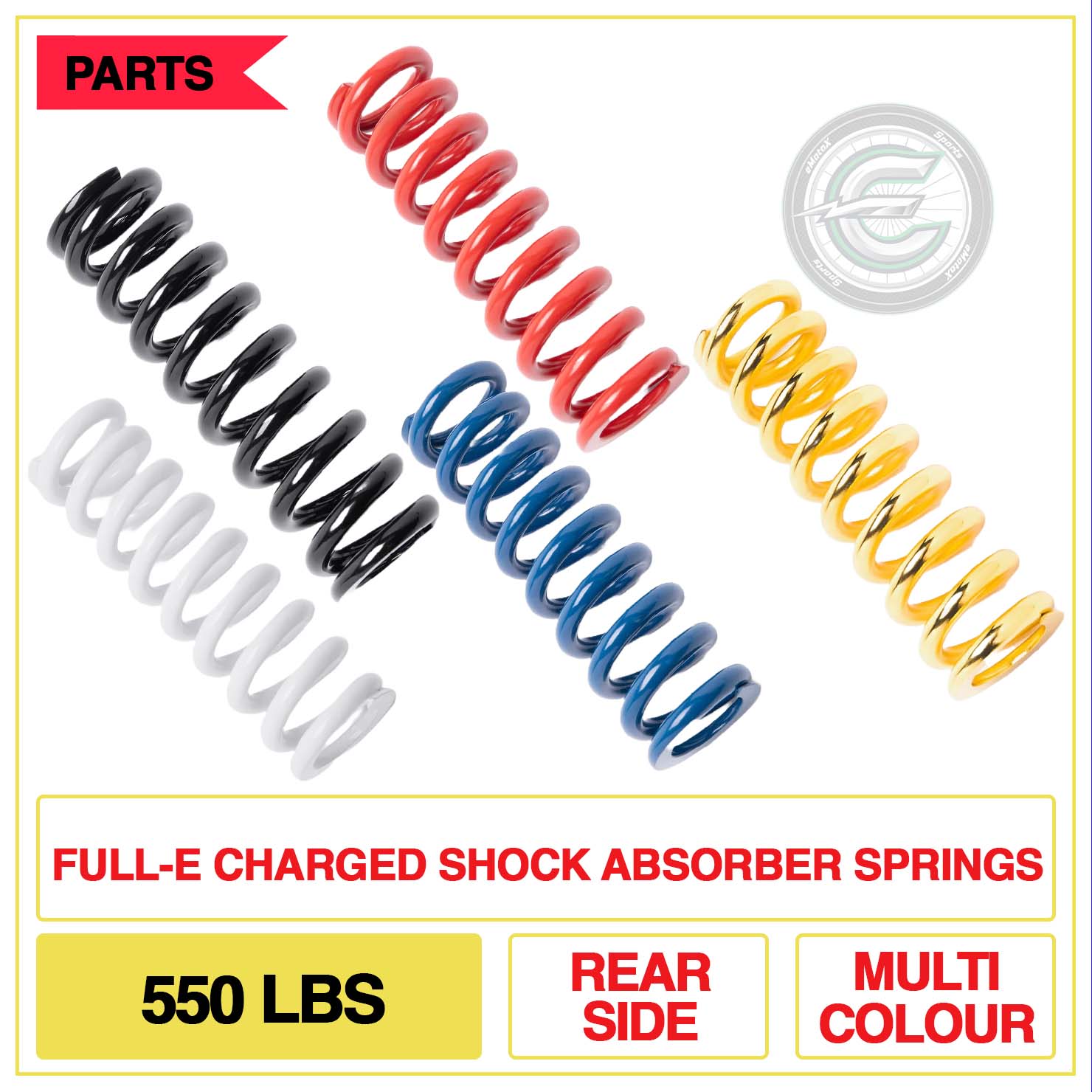 Full-E Charged Shock Absorber Springs 550lbs Rear Side Multi Colour | eMotoX Sports