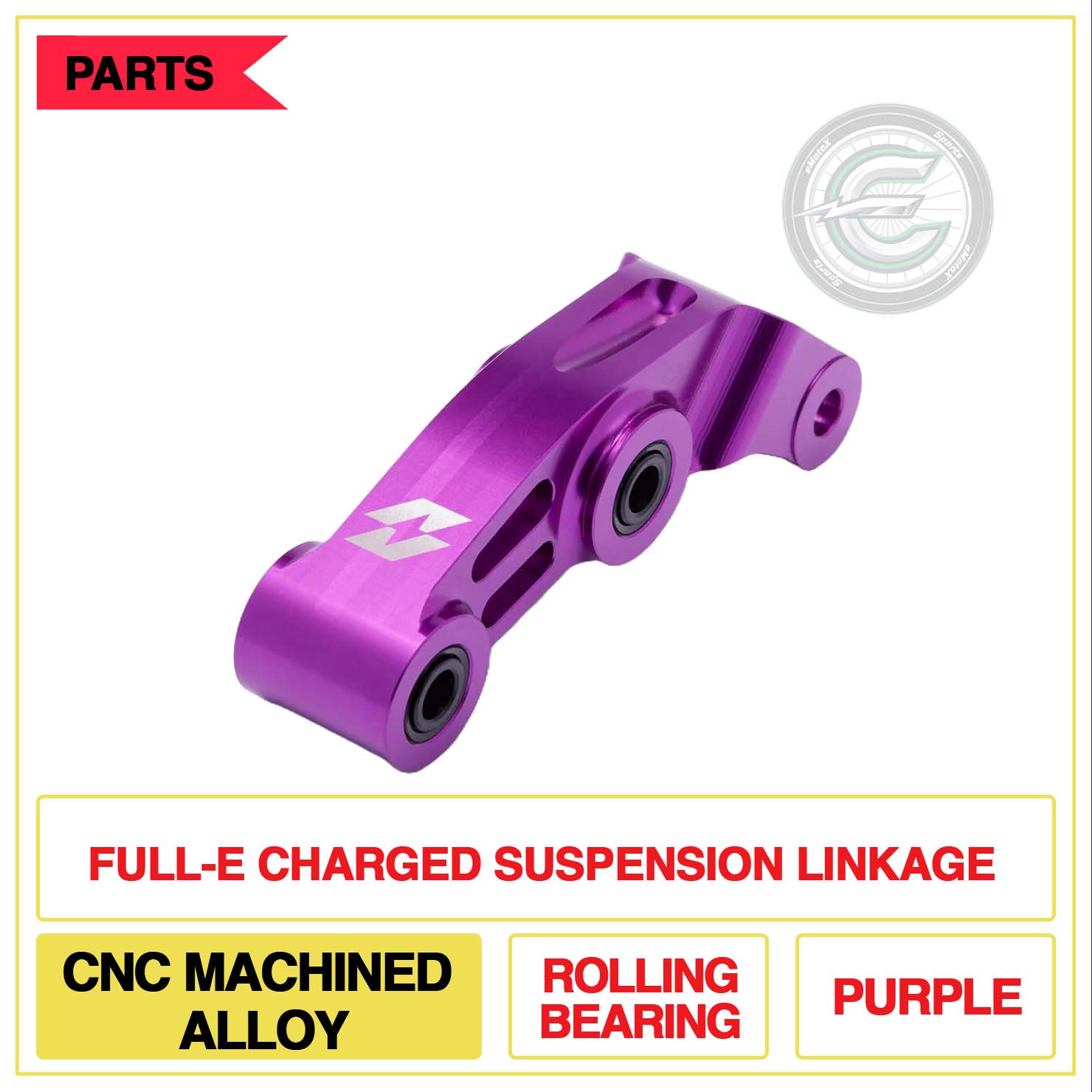 Full-E Charged Suspension Linkage CNC Machined Rolling Bearing Purple | eMotoX Sports