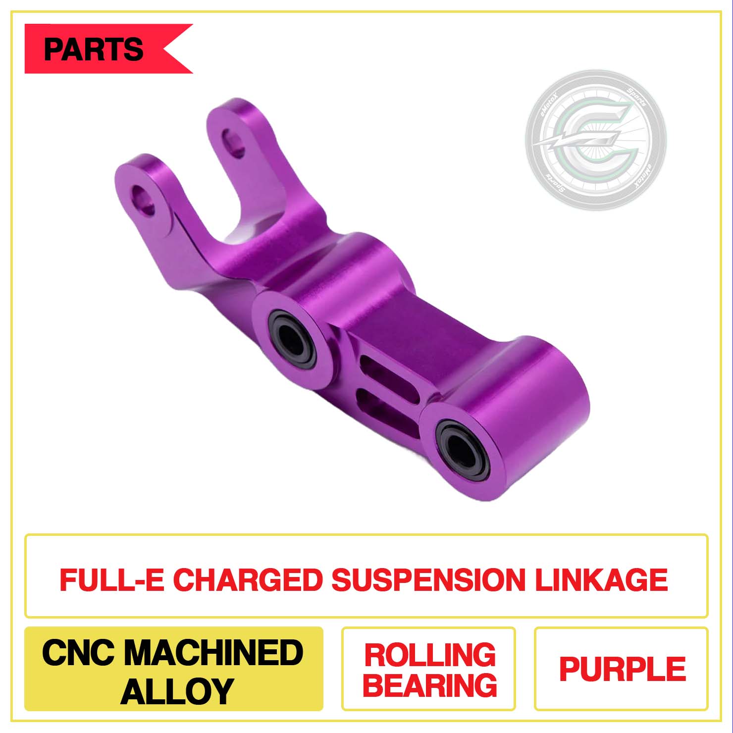Full-E Charged Suspension Linkage CNC Machined Rolling Bearing Purple | eMotoX Sports