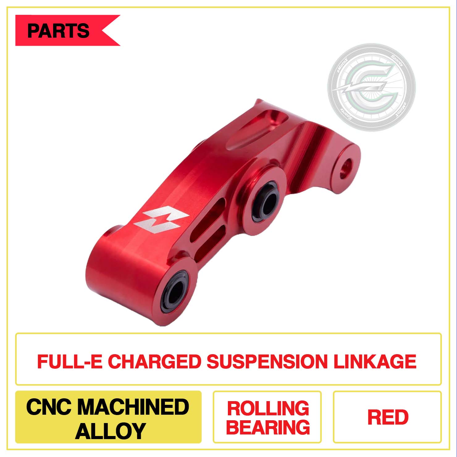 Full-E Charged Suspension Linkage CNC Machined Rolling Bearing Red | eMotoX Sports