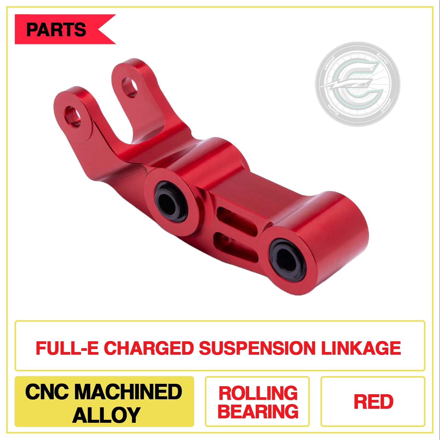 Full-E Charged Suspension Linkage CNC Machined Rolling Bearing Red | eMotoX Sports