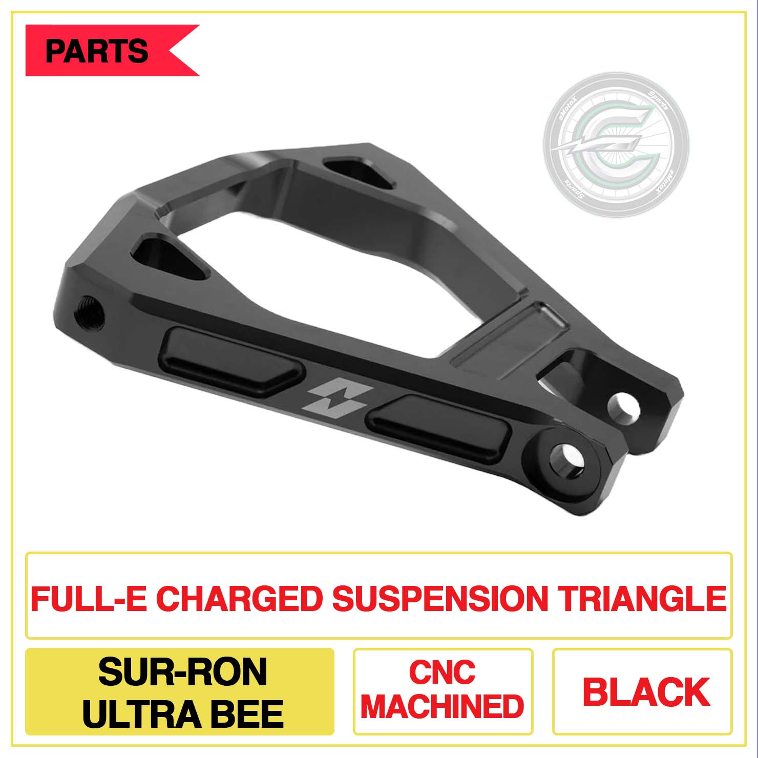 Full-E Charged Suspension Triangle Sur-Ron Ultra Bee CNC Machined Multi Colour Black | eMotoX Sports