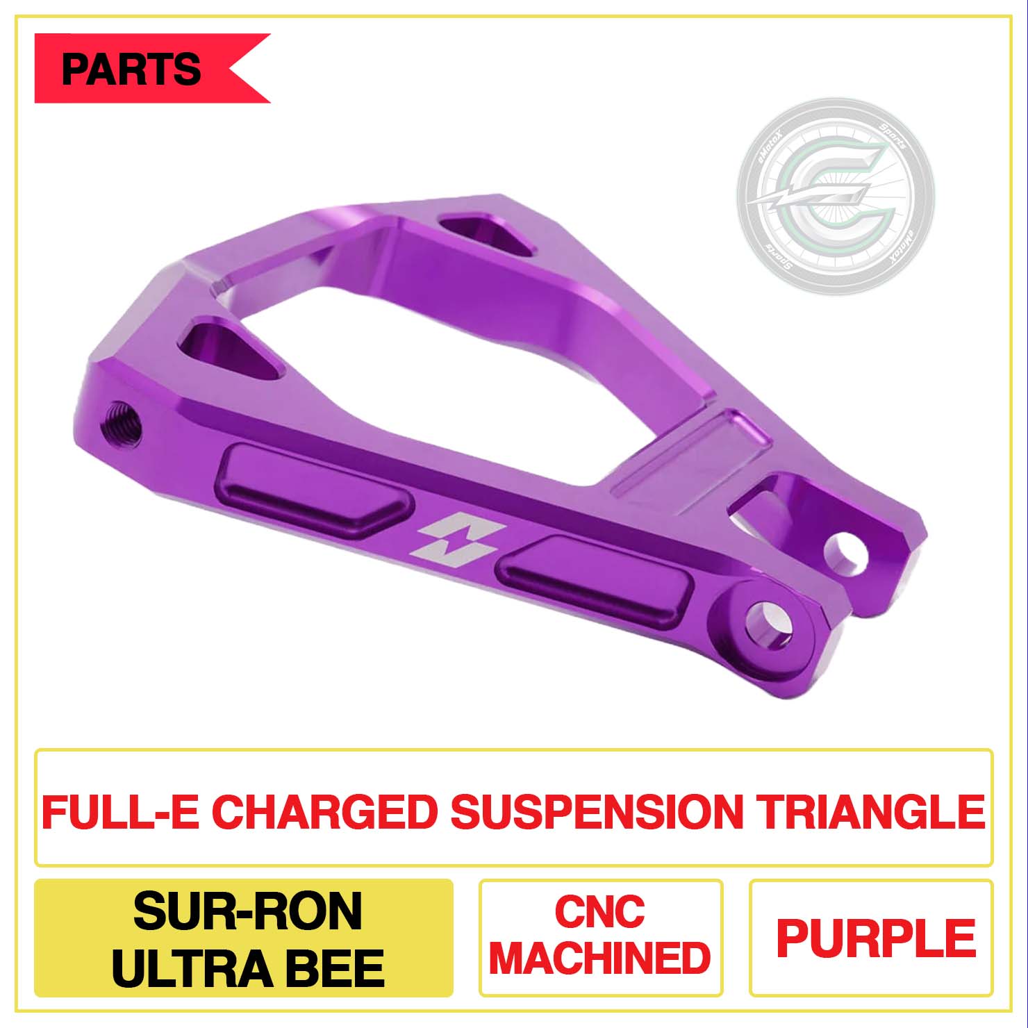 Full-E Charged Suspension Triangle Sur-Ron Ultra Bee CNC Machined Multi Colour Purple | eMotoX Sports