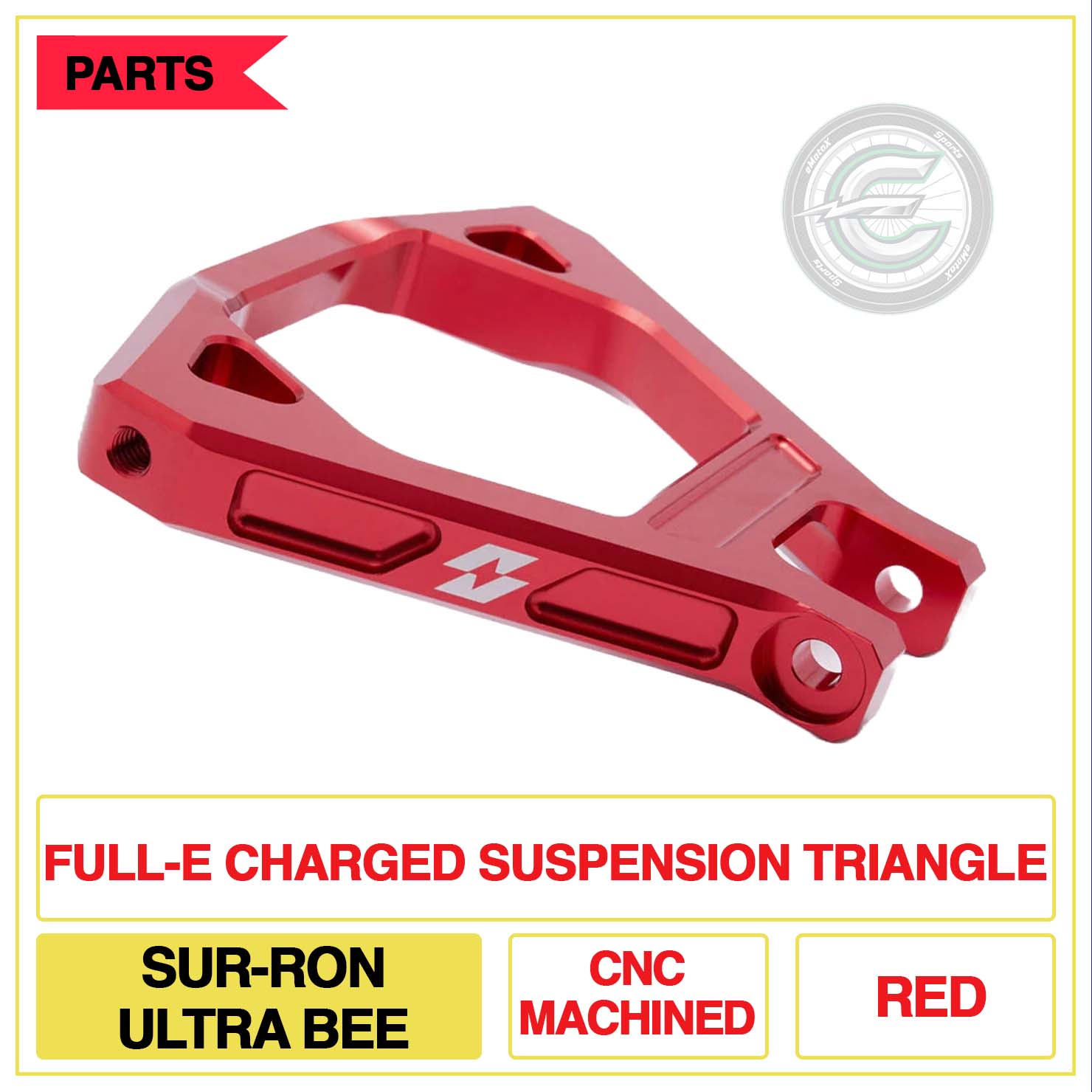 Full-E Charged Suspension Triangle Sur-Ron Ultra Bee CNC Machined Multi Colour Red | eMotoX Sports