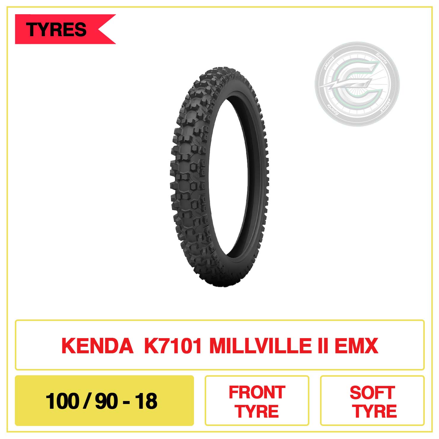 Kenda 100/90-18 K7101 Millville II EMX Soft Front Tyre | eMotoX Sports