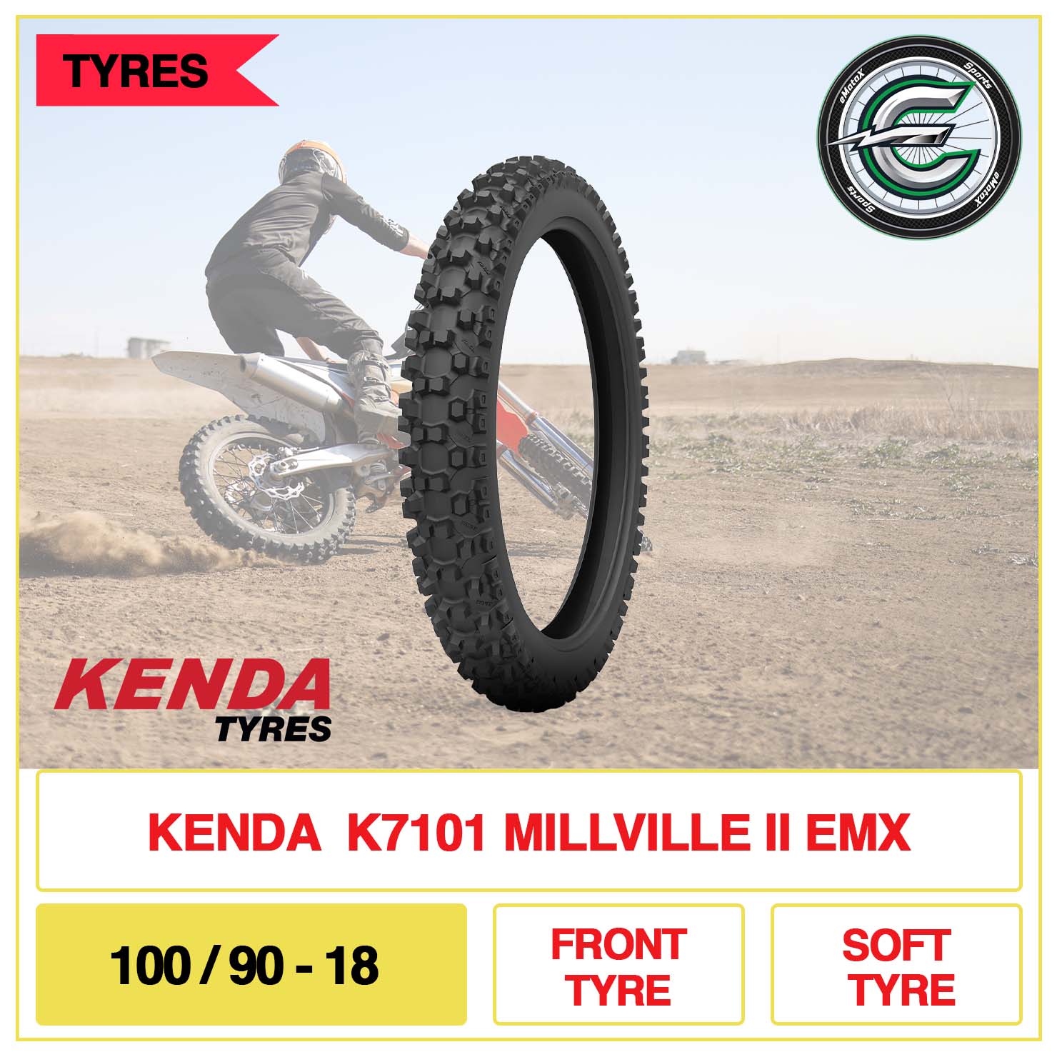 Kenda K7101 Millville II EMX 100/90-18 Front Tyre Soft Tyre | eMotoX Sports