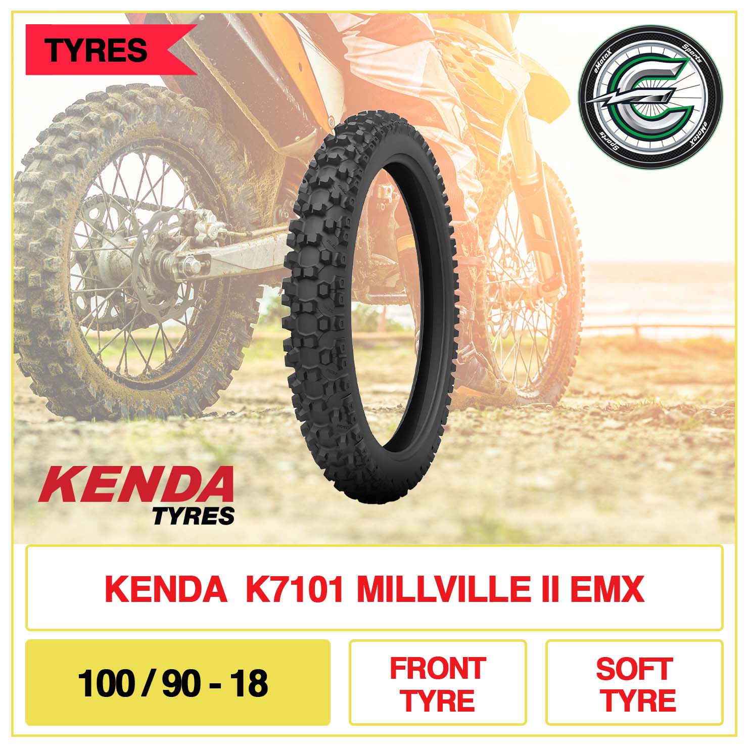 Kenda K7101 Millville II EMX 100/90-18 Front Tyre Soft Tyre | eMotoX Sports