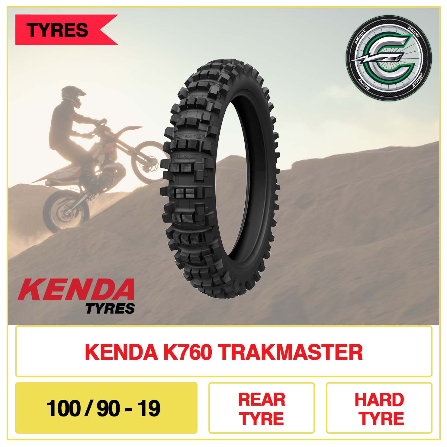 Kenda K760 Trackmaster 100/90-19 Rear Tyre Hard Tyre | eMotoX Sports