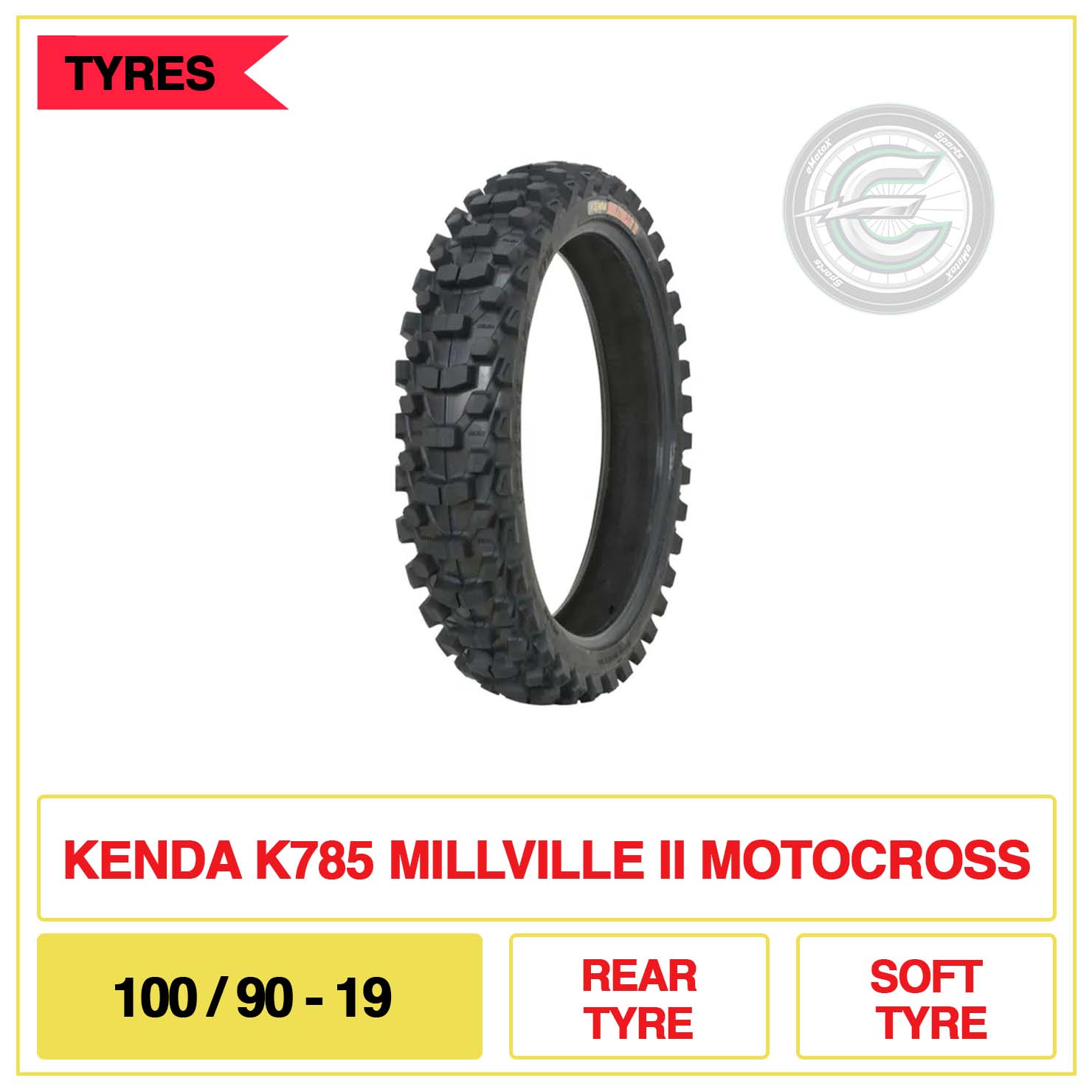 Kenda K785 Millville II Motocross 100/90-19 Rear Tyre Soft Tyre | eMotoX Sports
