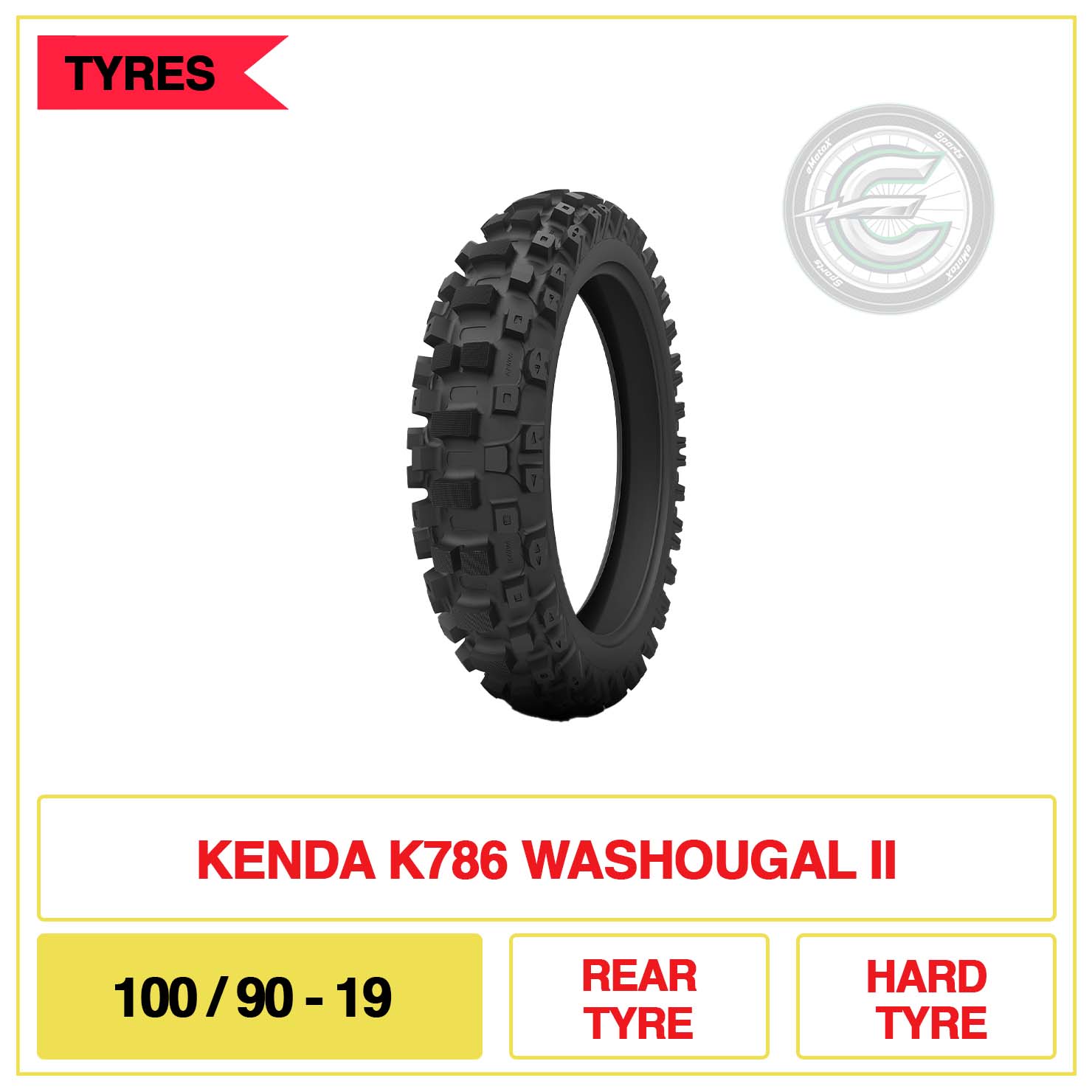 Kenda K786 Washougal II 100/90-19 ear Tyre Hard Tyre | eMotoX Sports