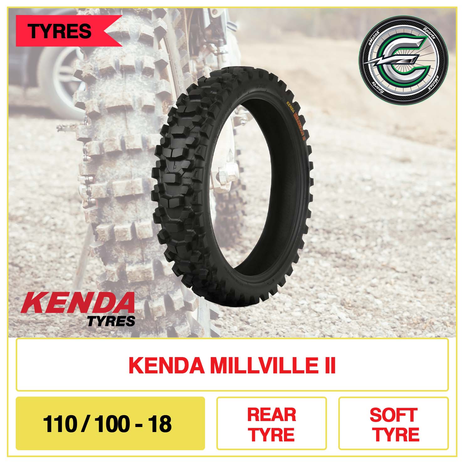 Kenda Millville II 110/100-18 Rear Tyre Soft Tyre | eMotoX Sports