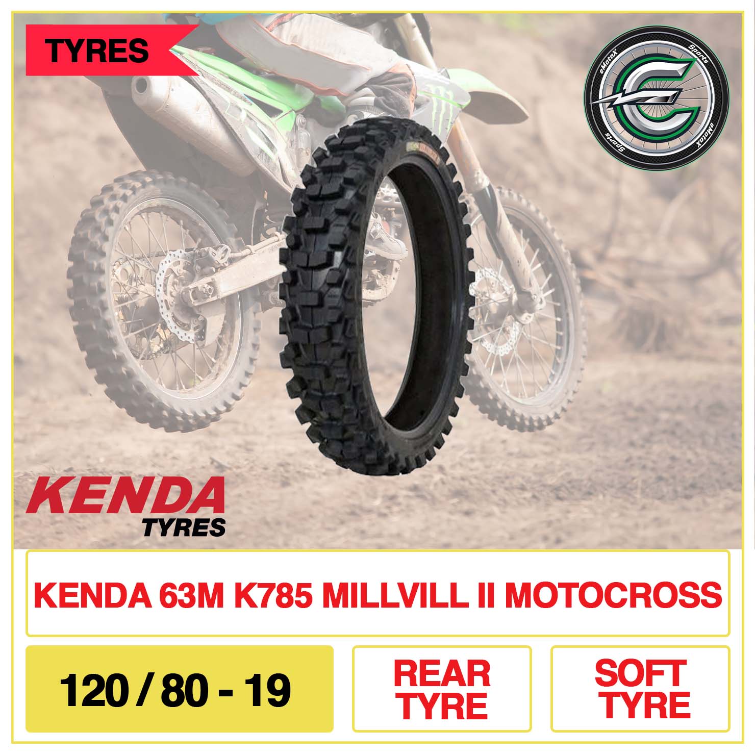 Kenda 63M K785 Millvill II Motocross 120/80-19 Rear Tyre Soft Tyre | eMotoX Sports