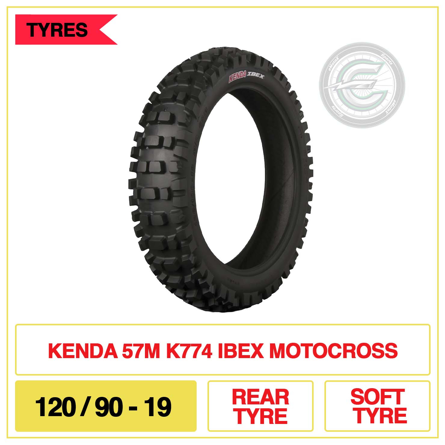 Kenda 57M K774 IBEX Motoross 120/90-19 Rear Tyre soft Tyre | eMotoX Sports