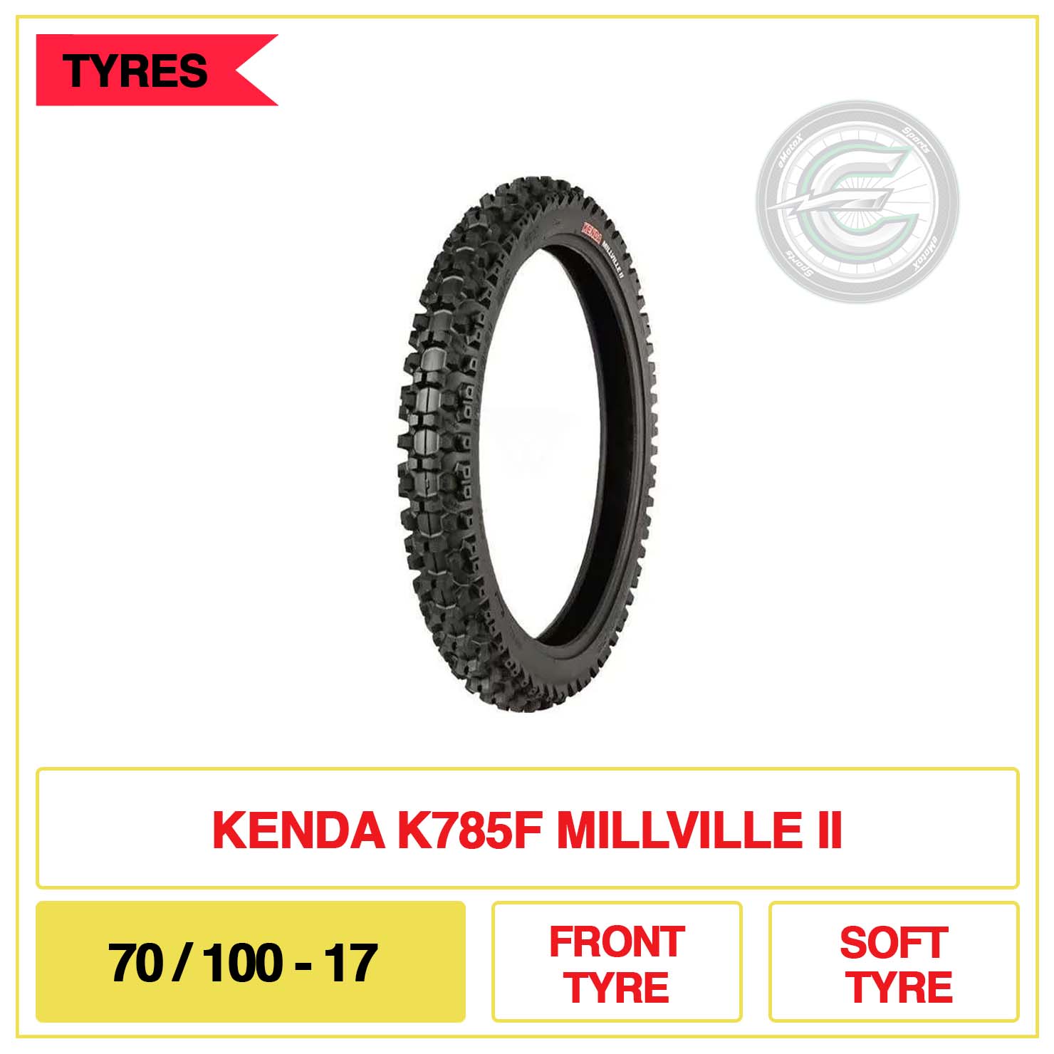 Kenda 70/100-17 K785F Millville II Front Soft Tyre | eMotoX Sports
