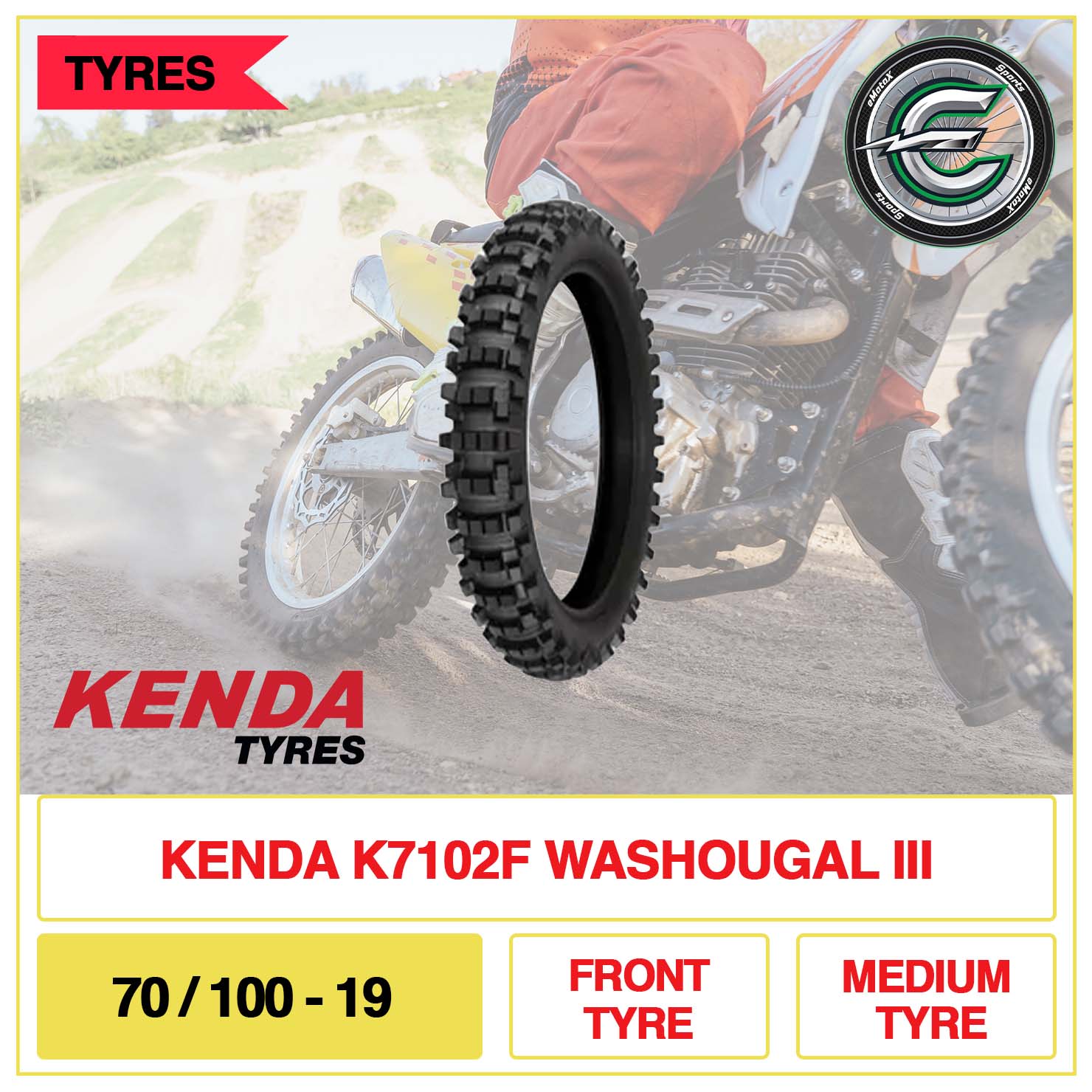 Kenda K7102F Washougal III 70/100-19 Front Tyre Medium Tyre | eMotoX Sports