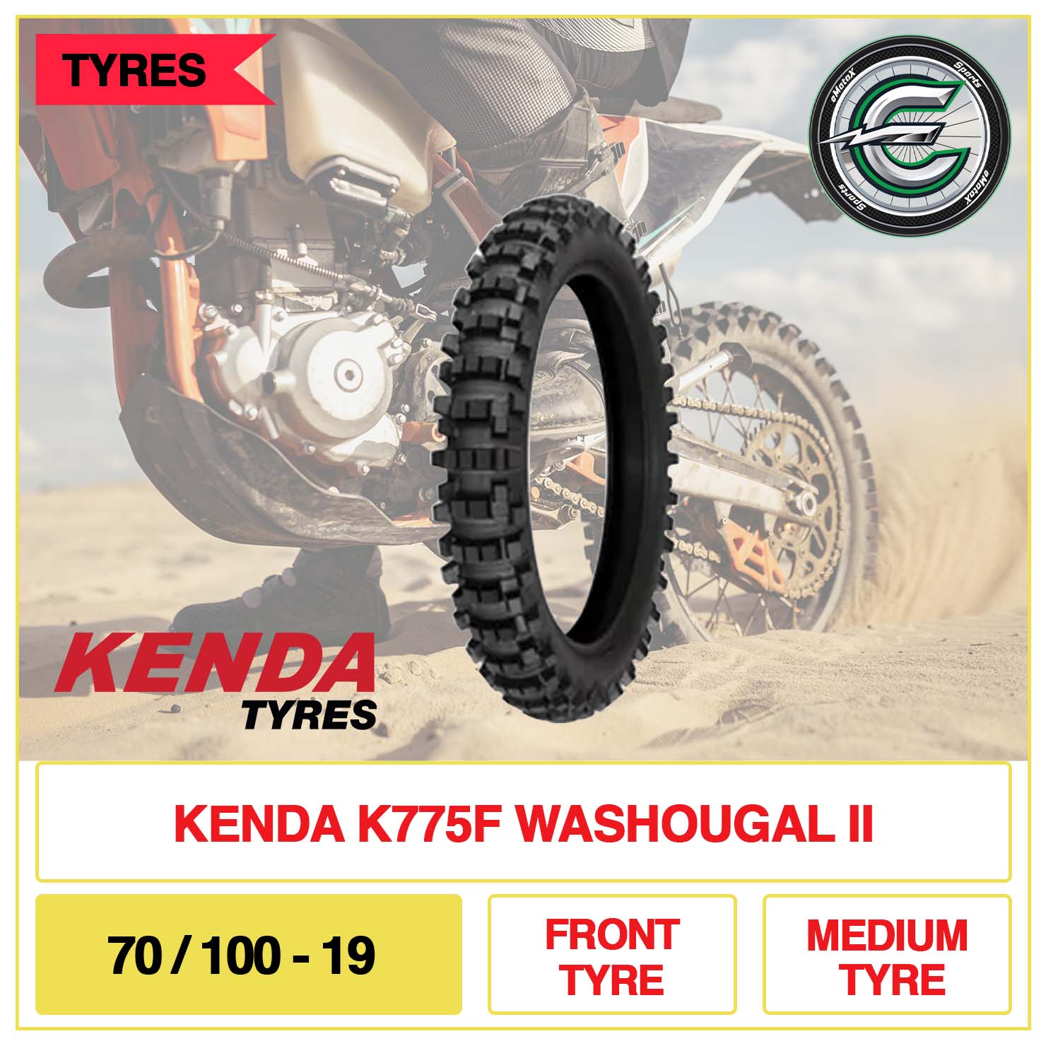 Kenda K775F Washougal II 70/100-19 Front Tyre Medium Tyre | eMotoX Sports