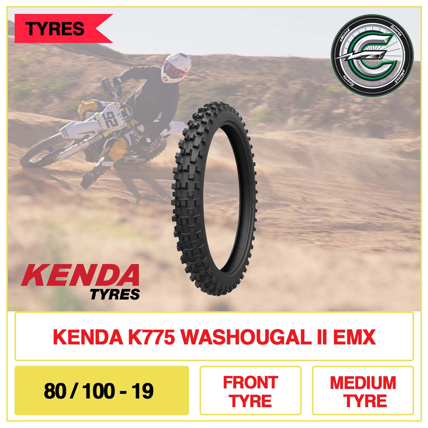 Kenda K775 Washougal II EMX 80/100-19 Front Tyre Medium | eMotoX Sports