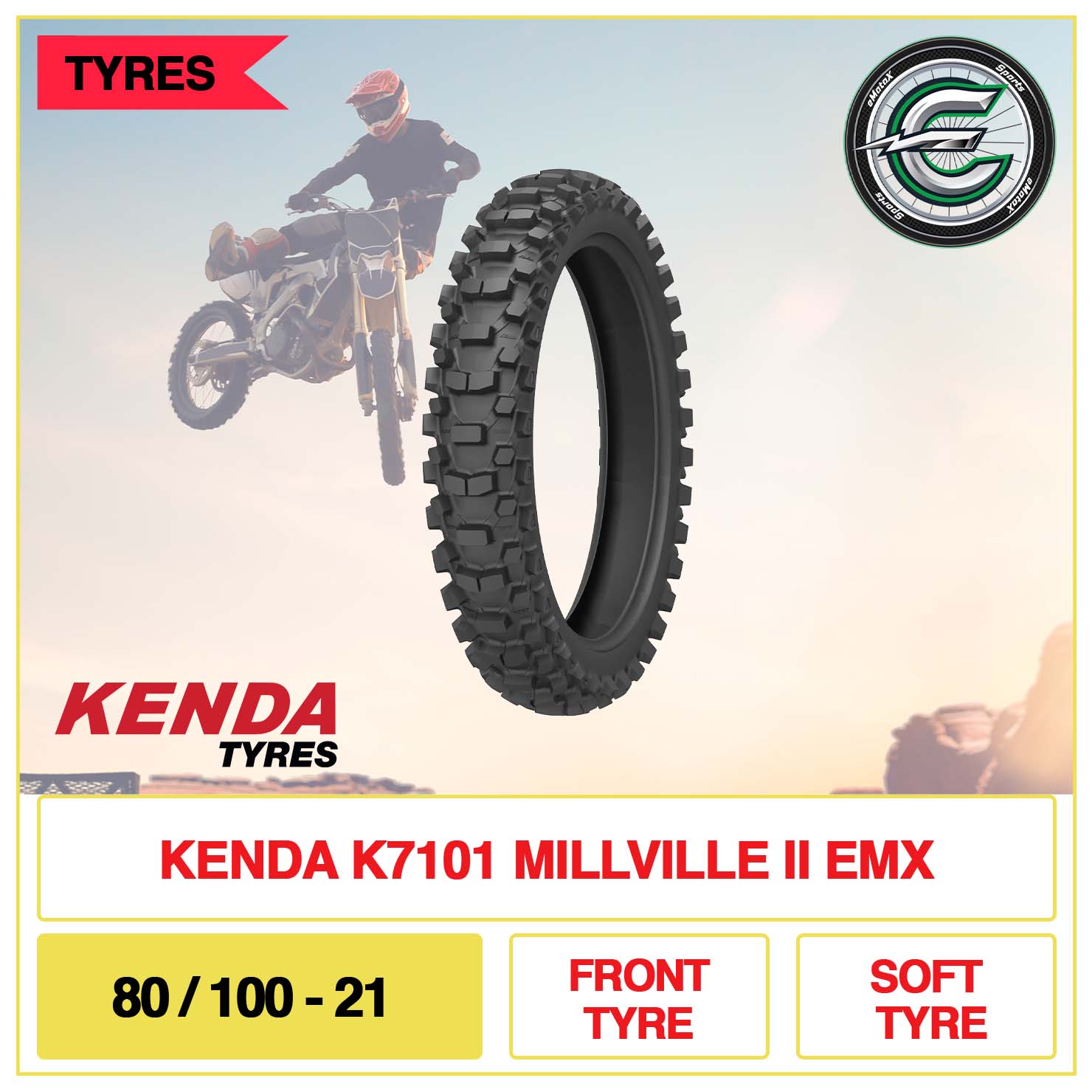 Kenda K7101 Millville II EMX 80/100-21 Front Tyre Soft | eMotoX Sports