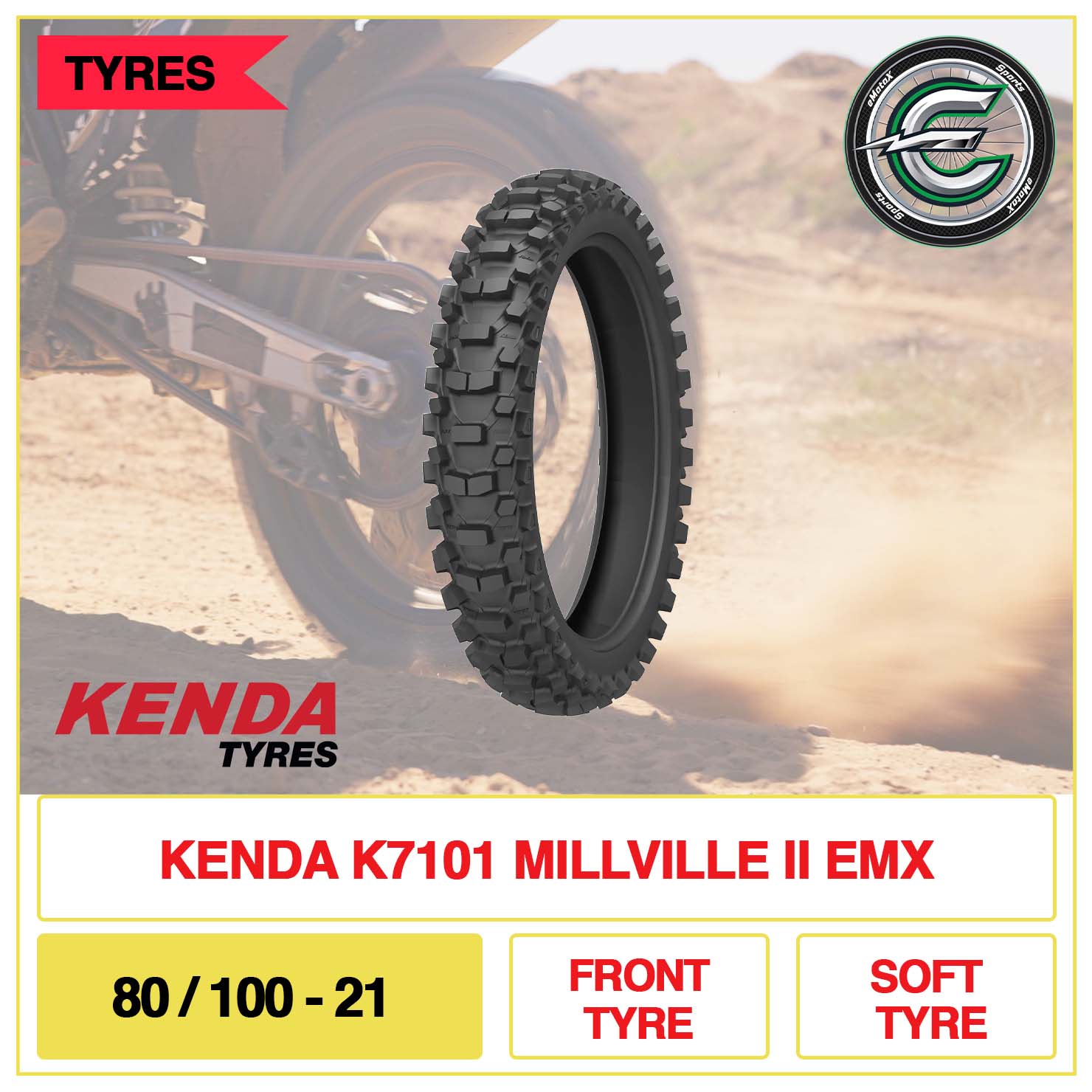 Kenda K7101 Millville II EMX 80/100-21 Front Tyre Soft | eMotoX Sports