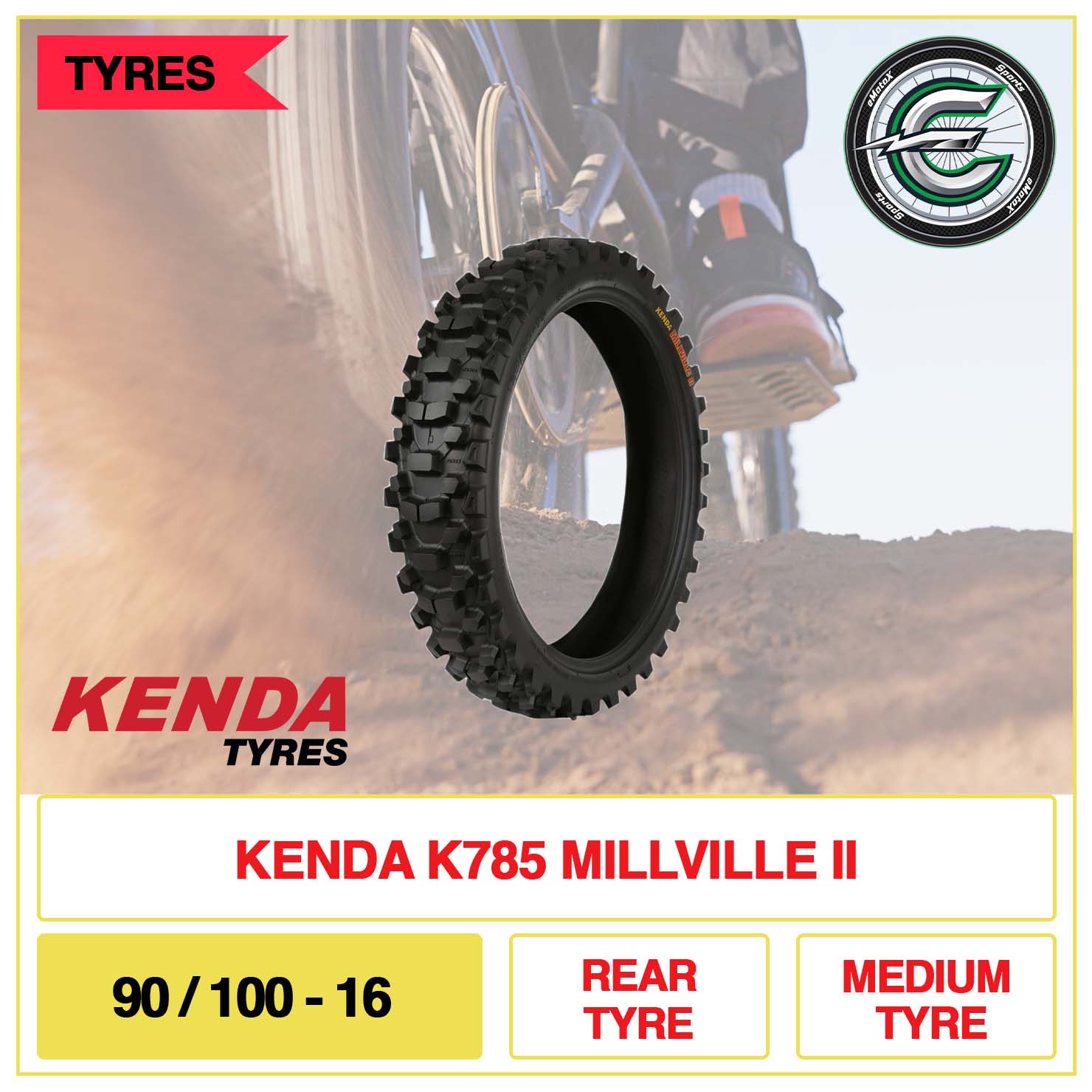 Kenda K785 Millville II 90/100-16 rear motocross tyre | eMotoX Sports