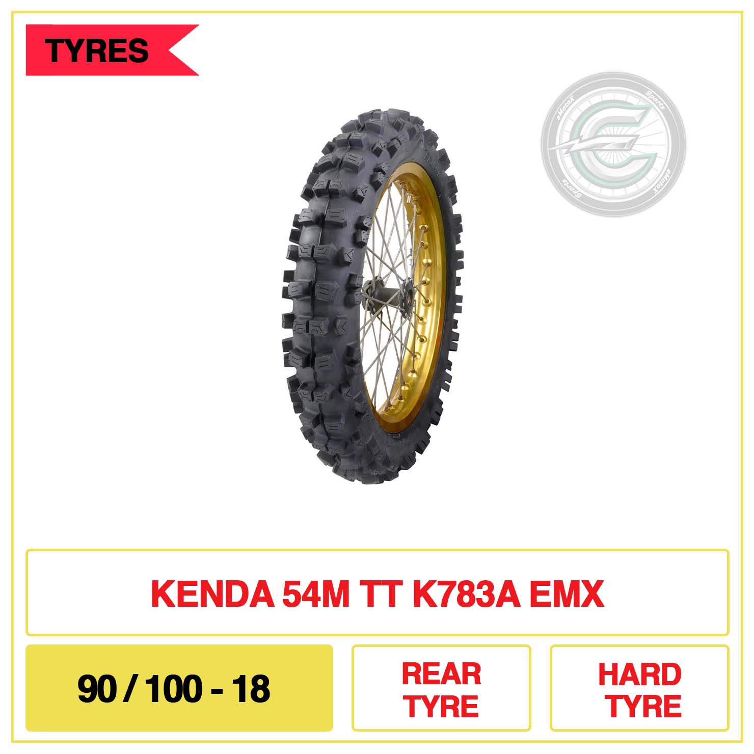 Kenda 90/100-18 54M TT K783A EMX Hard Rear Tyre | eMotoX Sports